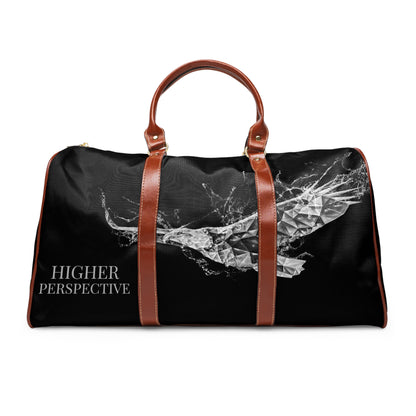 &quot;HIGHER PERSPECTIVE&quot;- Vegan Leather Self-Expression Waterproof Travel Bag (Double Side Grey Kngdom Logo)