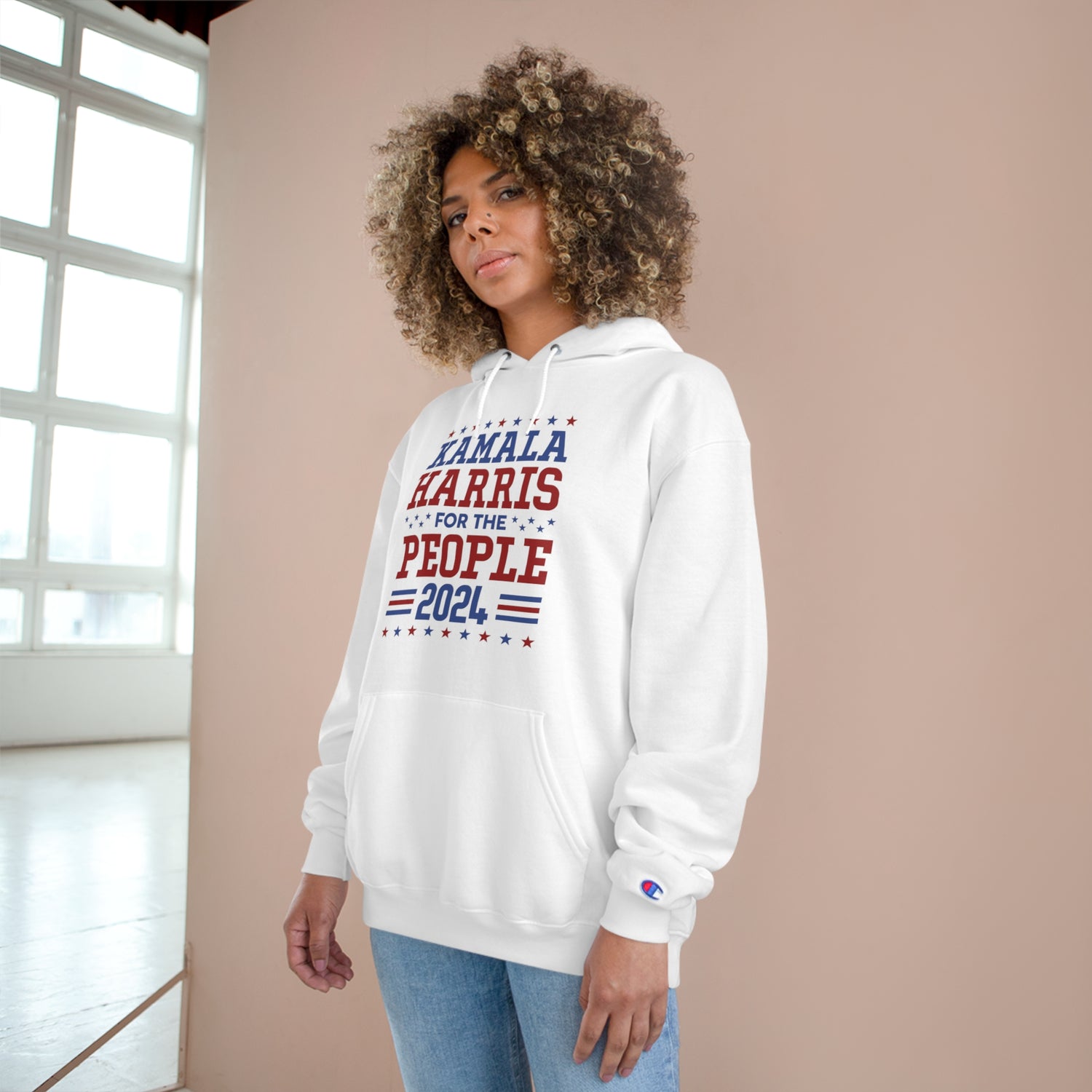 &quot;KAMALA HARRIS FOR THE PEOPLE 2024&quot;(QUOTE)- Unisex Champion Hoodie W/ Kngdom Logo