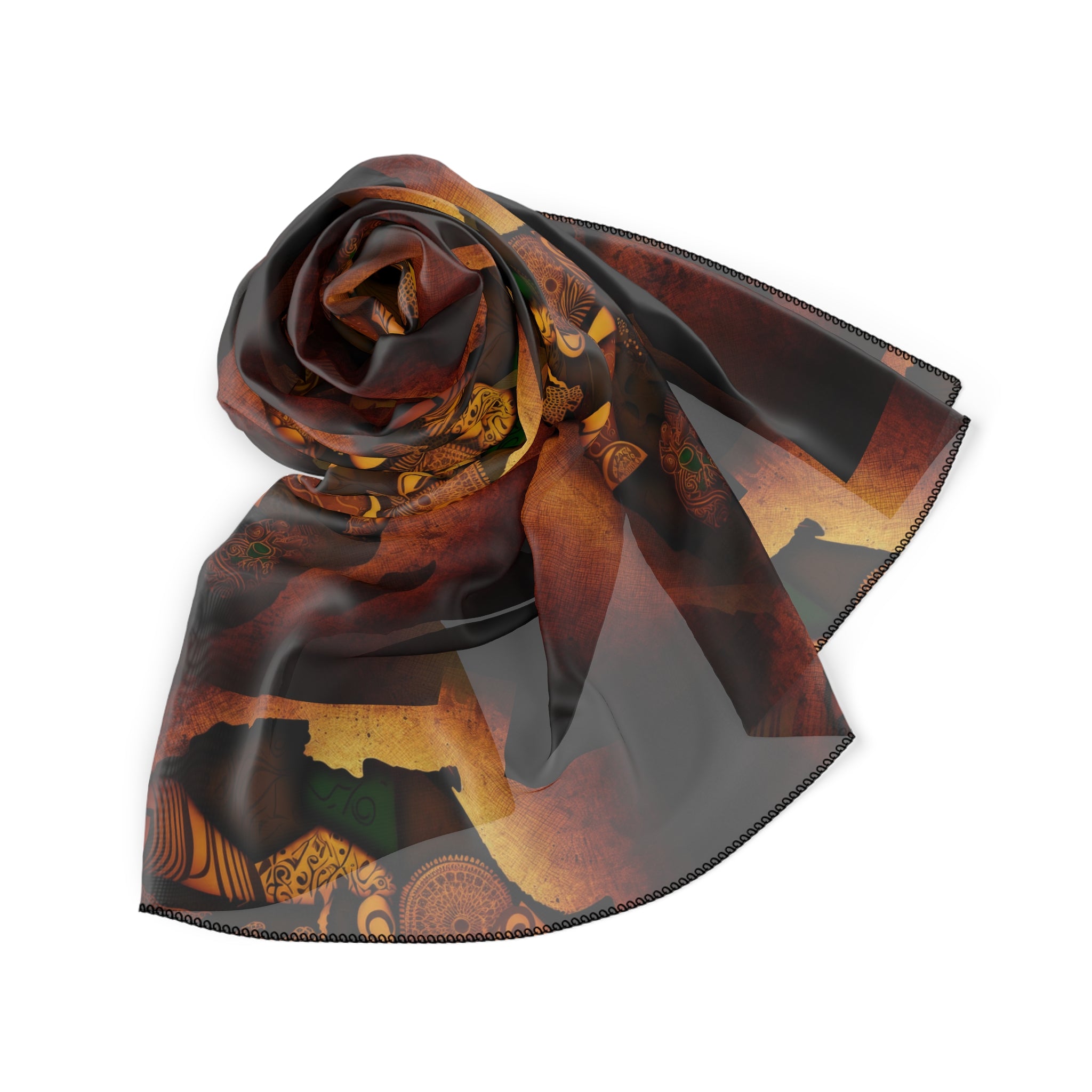 MOTHERLAND- &quot;Life&quot; Chiffon/Poly Scarf W/ Blk Kngdom Logo