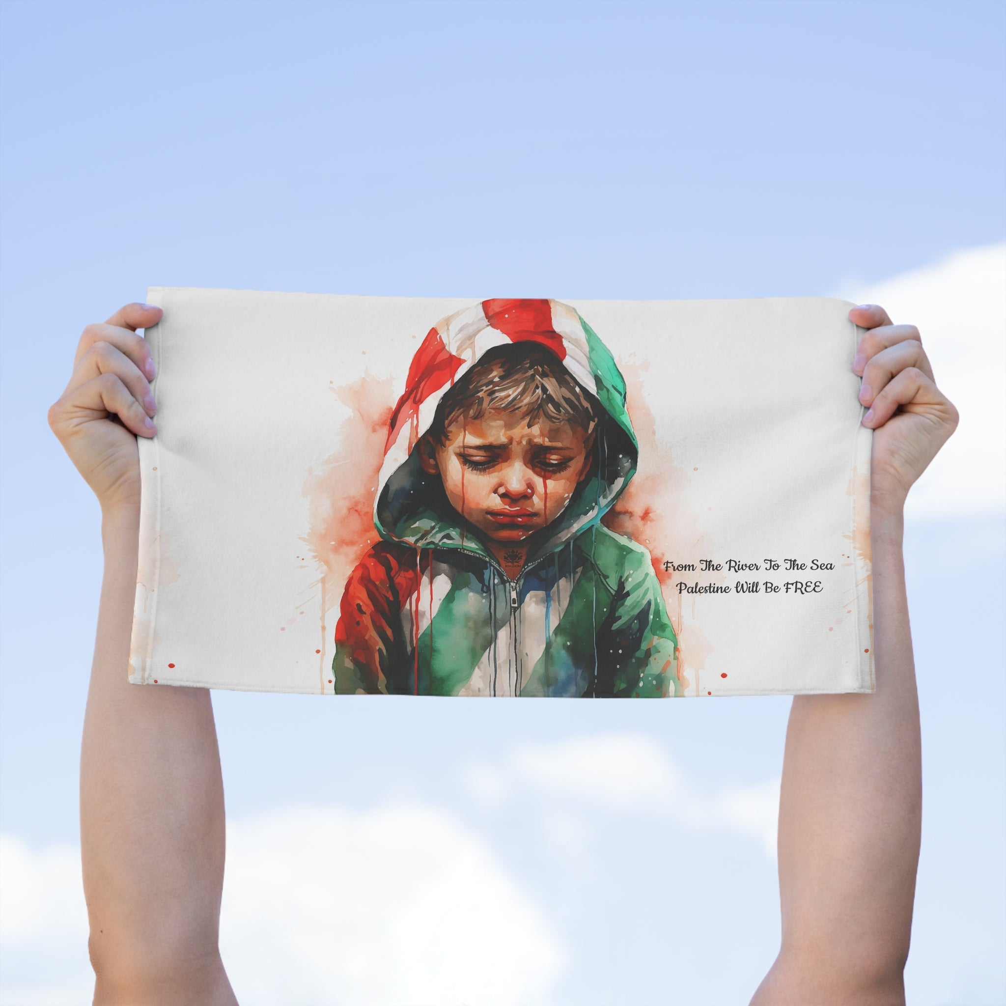 Palestinian Blood Cry &quot;FROM THE RIVER TO THE SEA~PALESTINE WILL BE FREE- Rally Towel W/ Blk Kngdom Logo