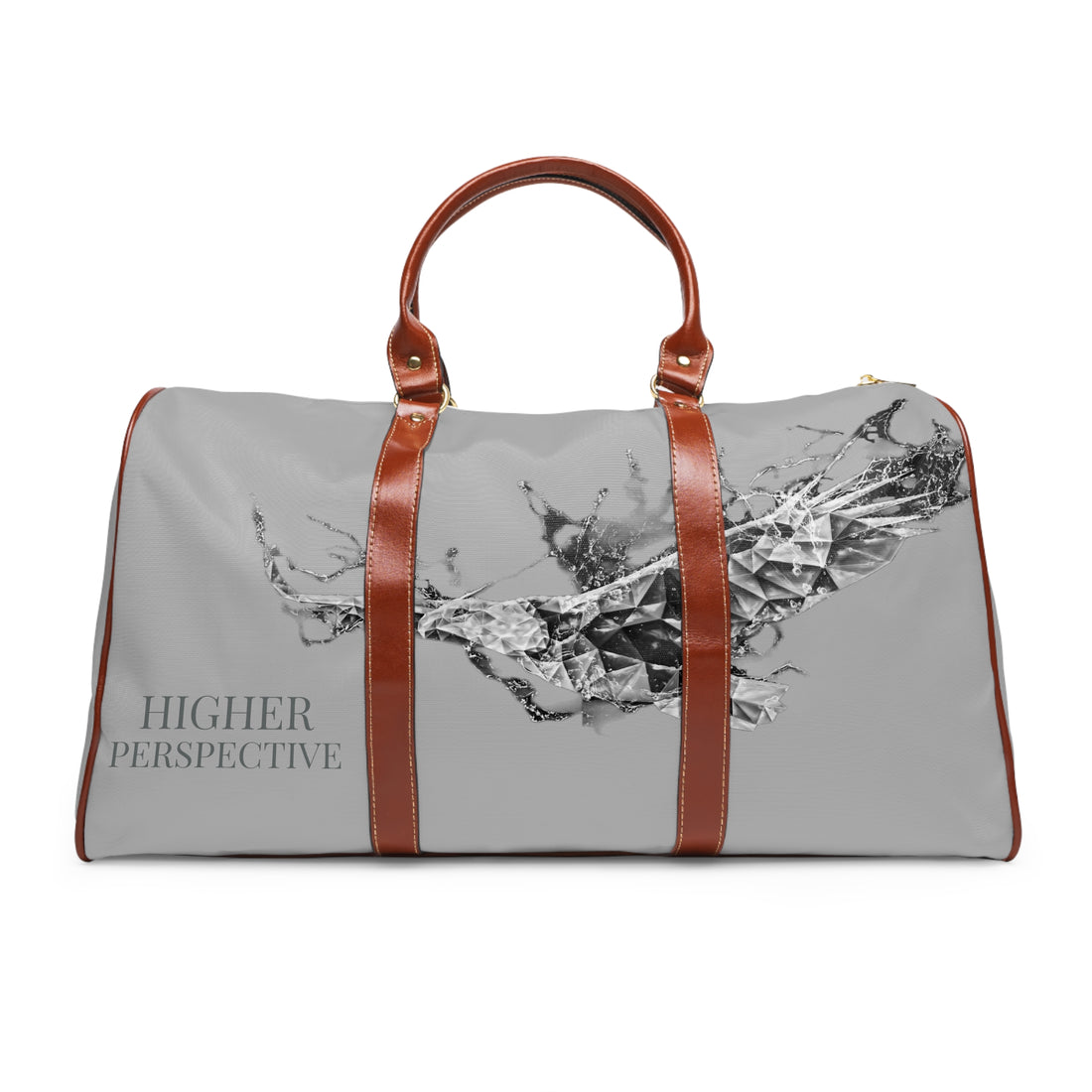 &quot;HIGHER PERSPECTIVE&quot;- Vegan Leather Self-Expression Waterproof Travel Bag (Double Side Blk Kngdom Logo)