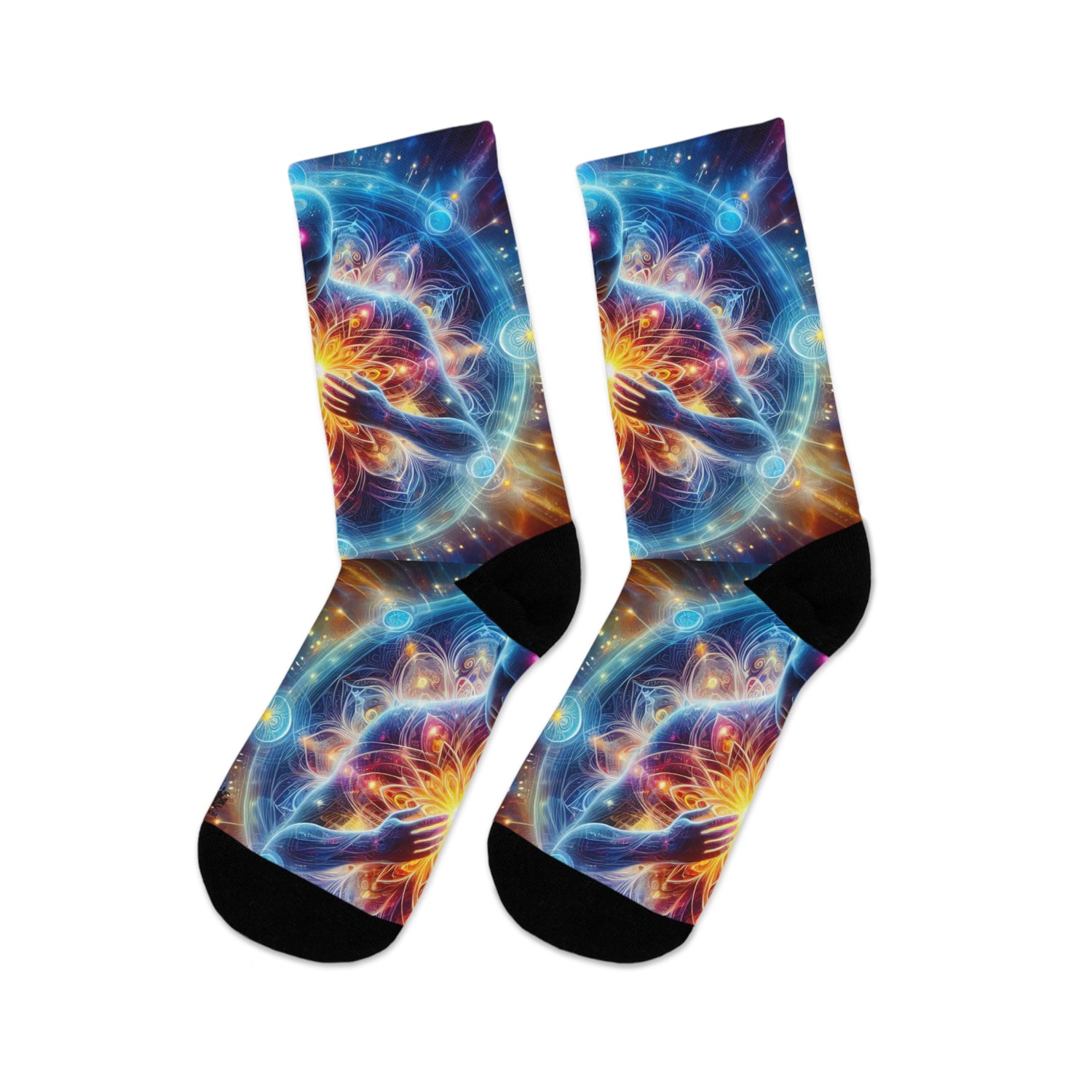 &quot;DIVINE ENERGY&quot;- Unisex Recycled Poly Meditation Socks W/ Blk Kngdom Logo