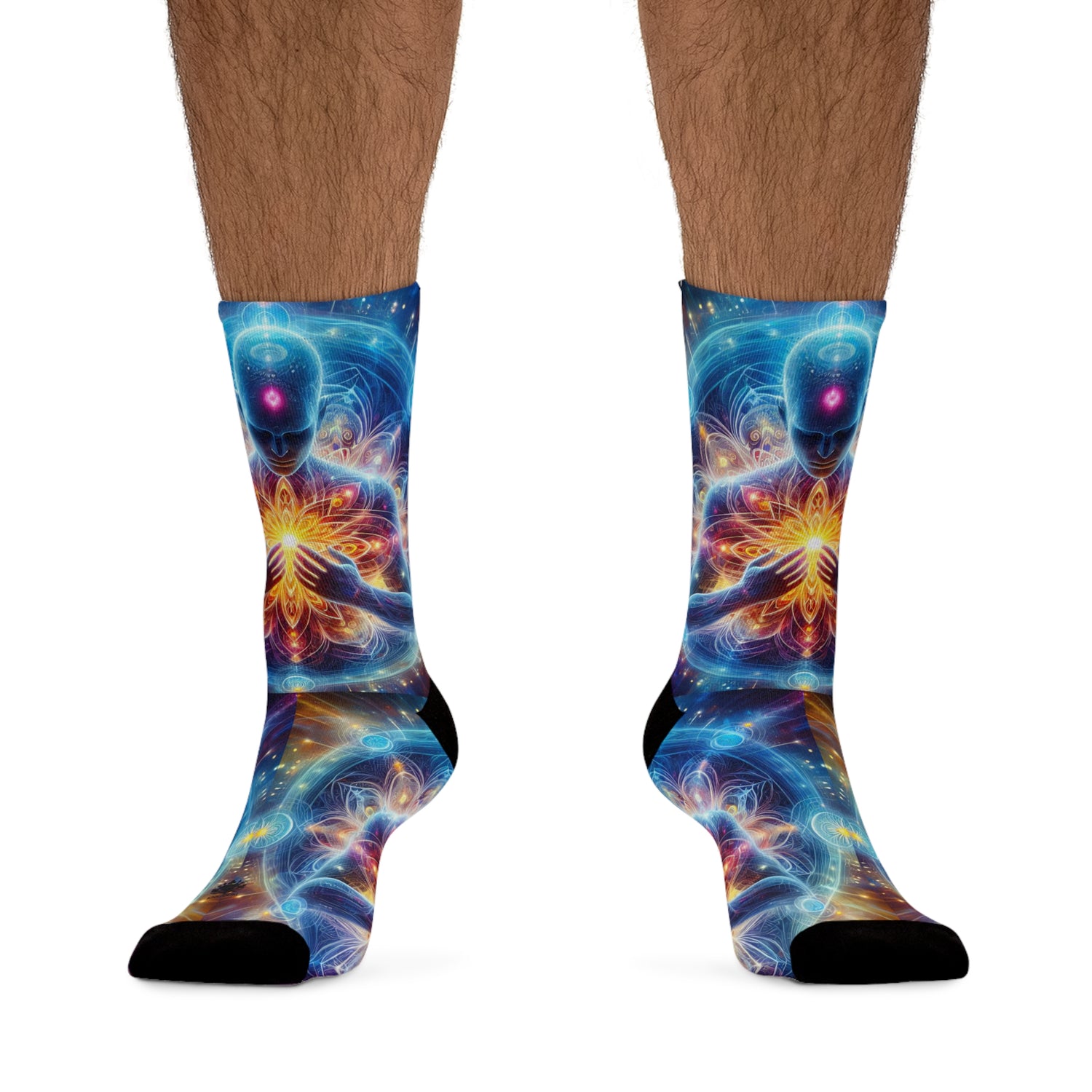 &quot;DIVINE ENERGY&quot;- Unisex Recycled Poly Meditation Socks W/ Blk Kngdom Logo