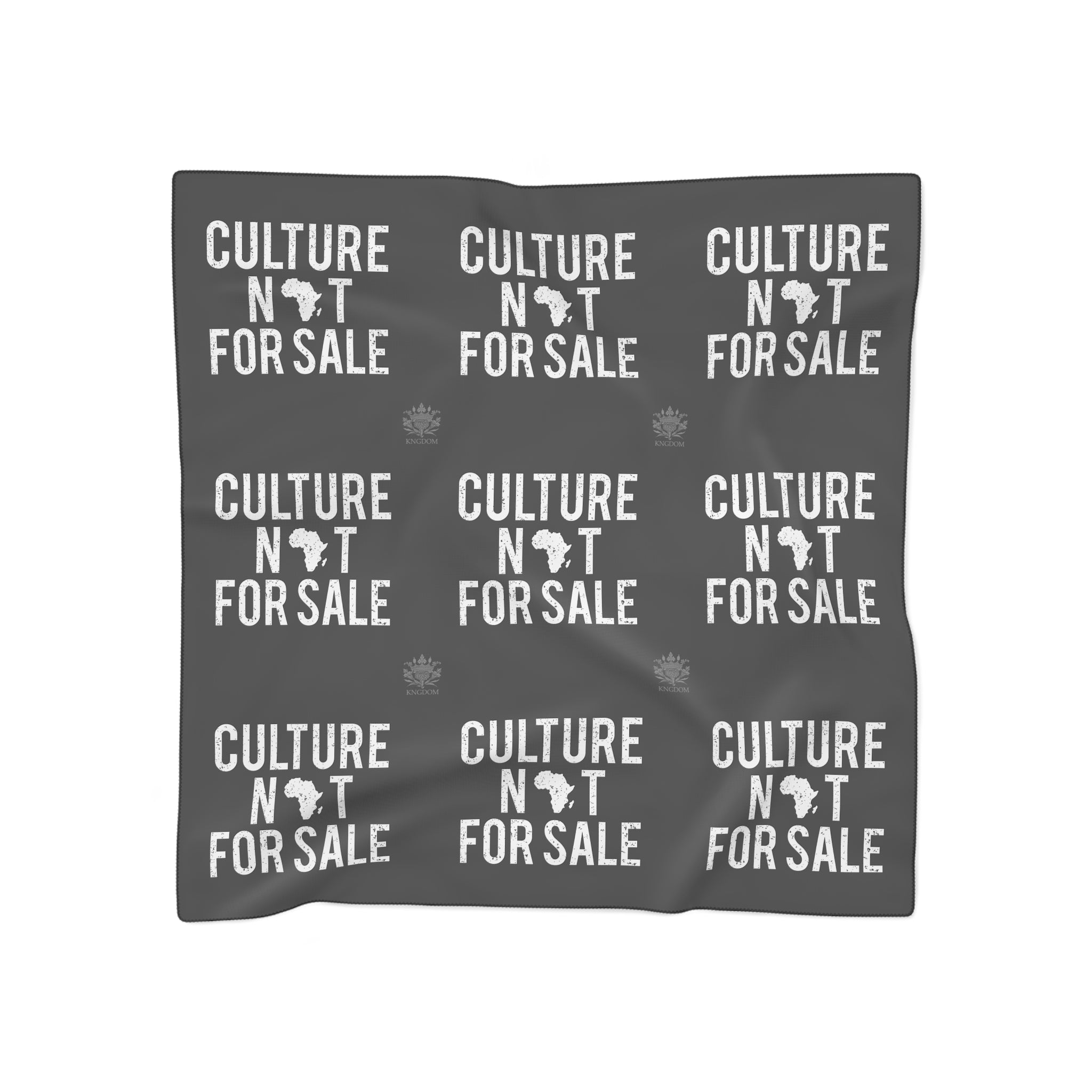 Kngdom &quot;DRIP&quot; (Culture Not For Sale)- Poly/Chiffon Scarf W/ Grey Kngdom Logo