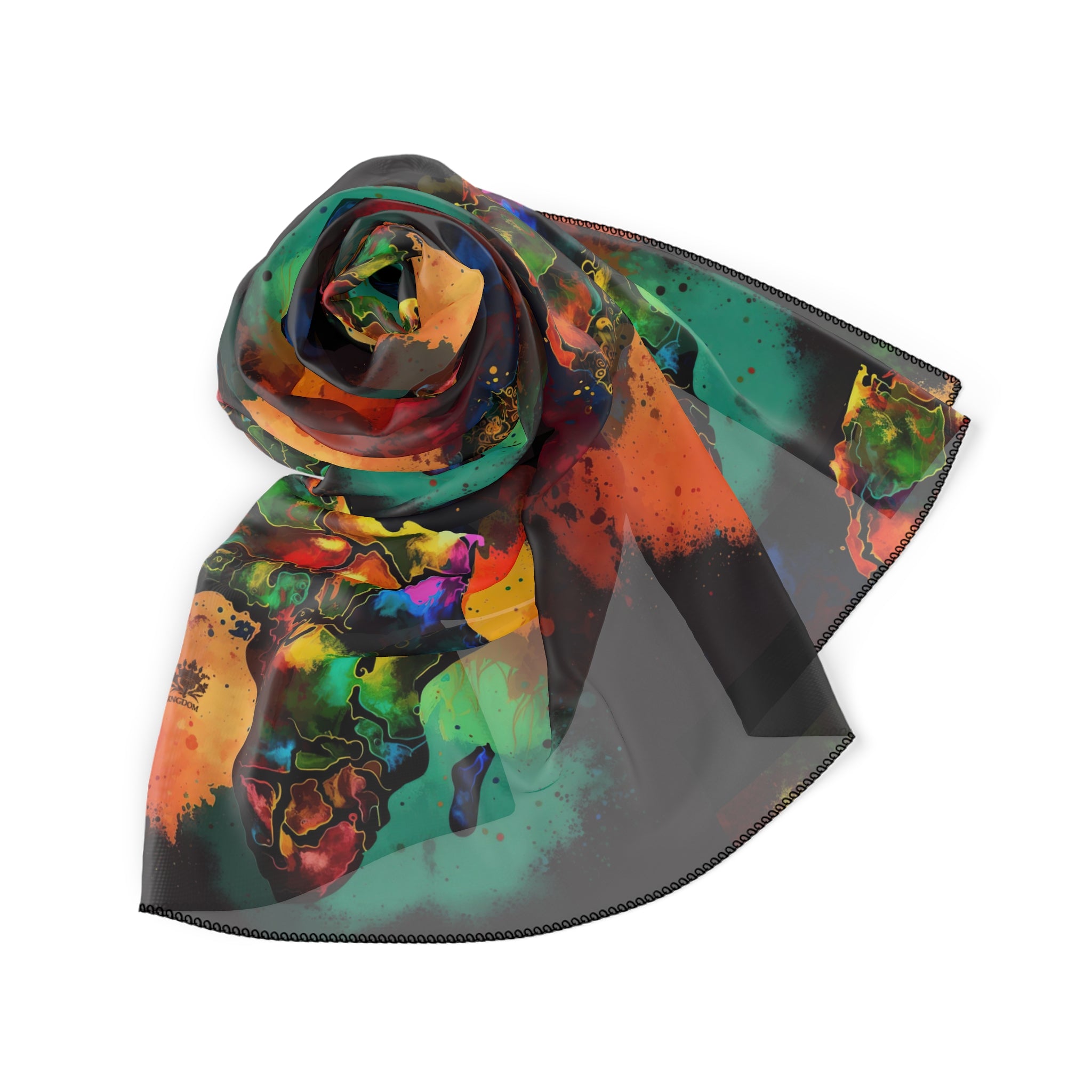 MOTHERLAND- &quot;Richness&quot; Chiffon/Poly Scarf W/ Blk Kngdom Logo