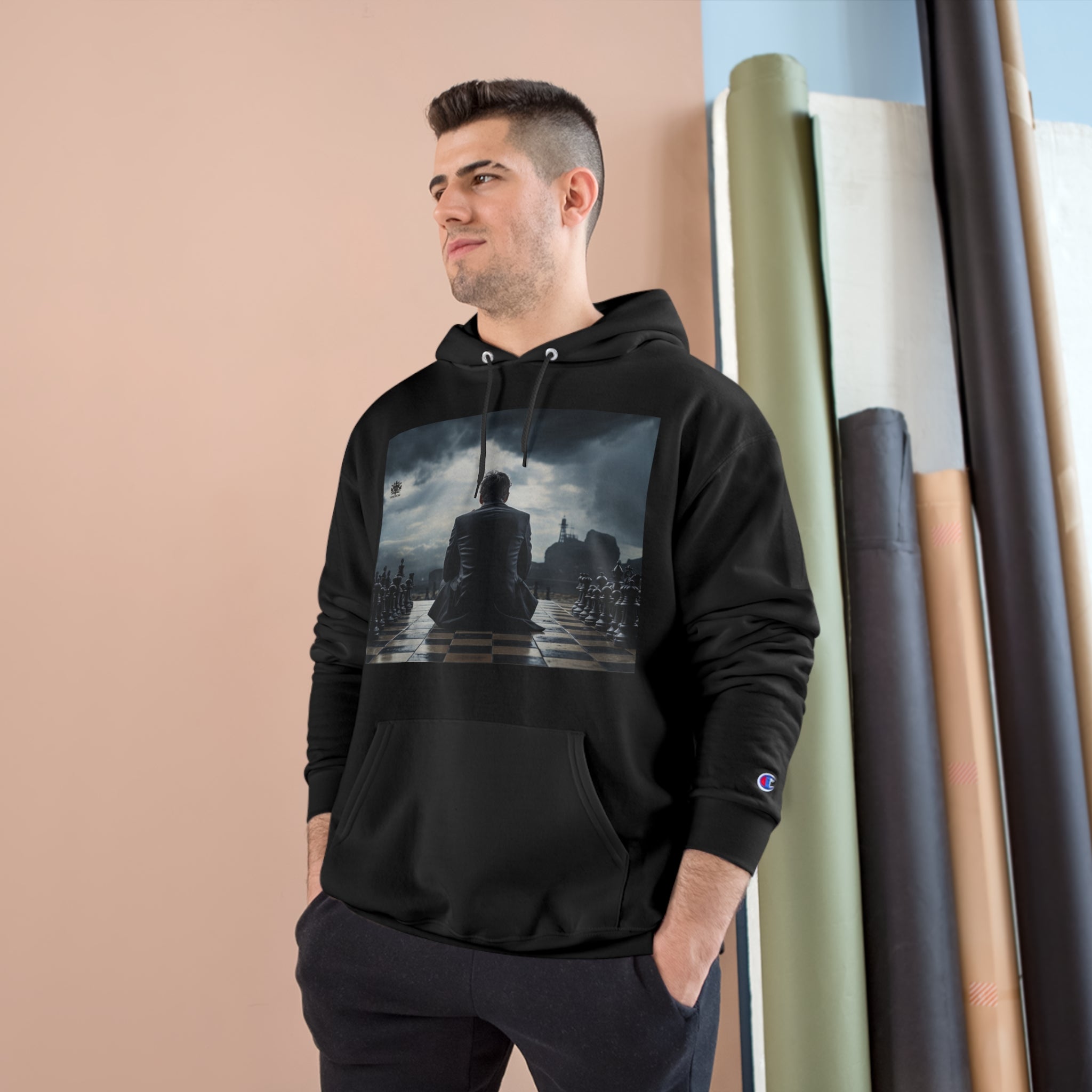 Sudadera con capucha Champion para hombre con logotipo del Reino Unido en negro &quot;CHECKMATE&quot; 