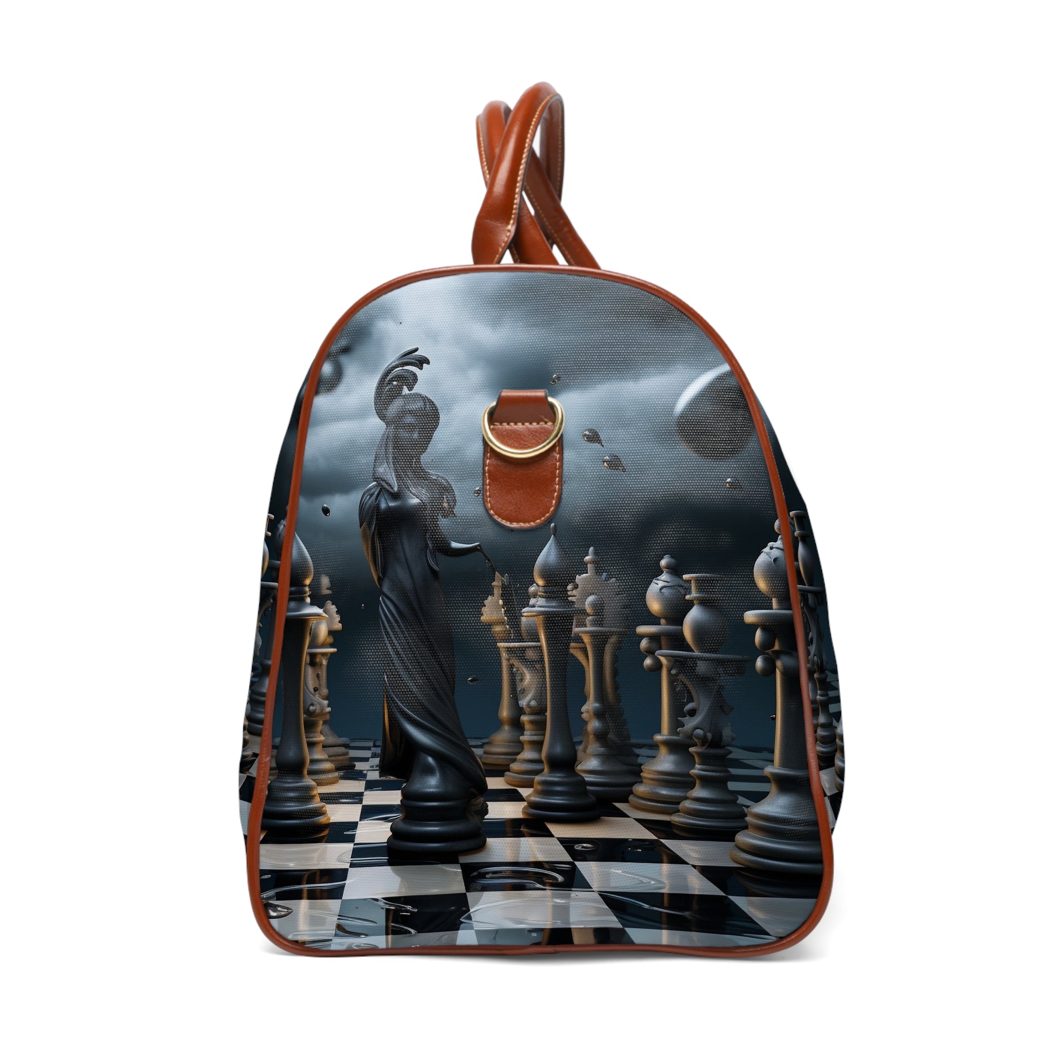 &quot;CHECKMATE&quot;: bolso de viaje impermeable de piel vegana con logotipo de Kingdom en negro 