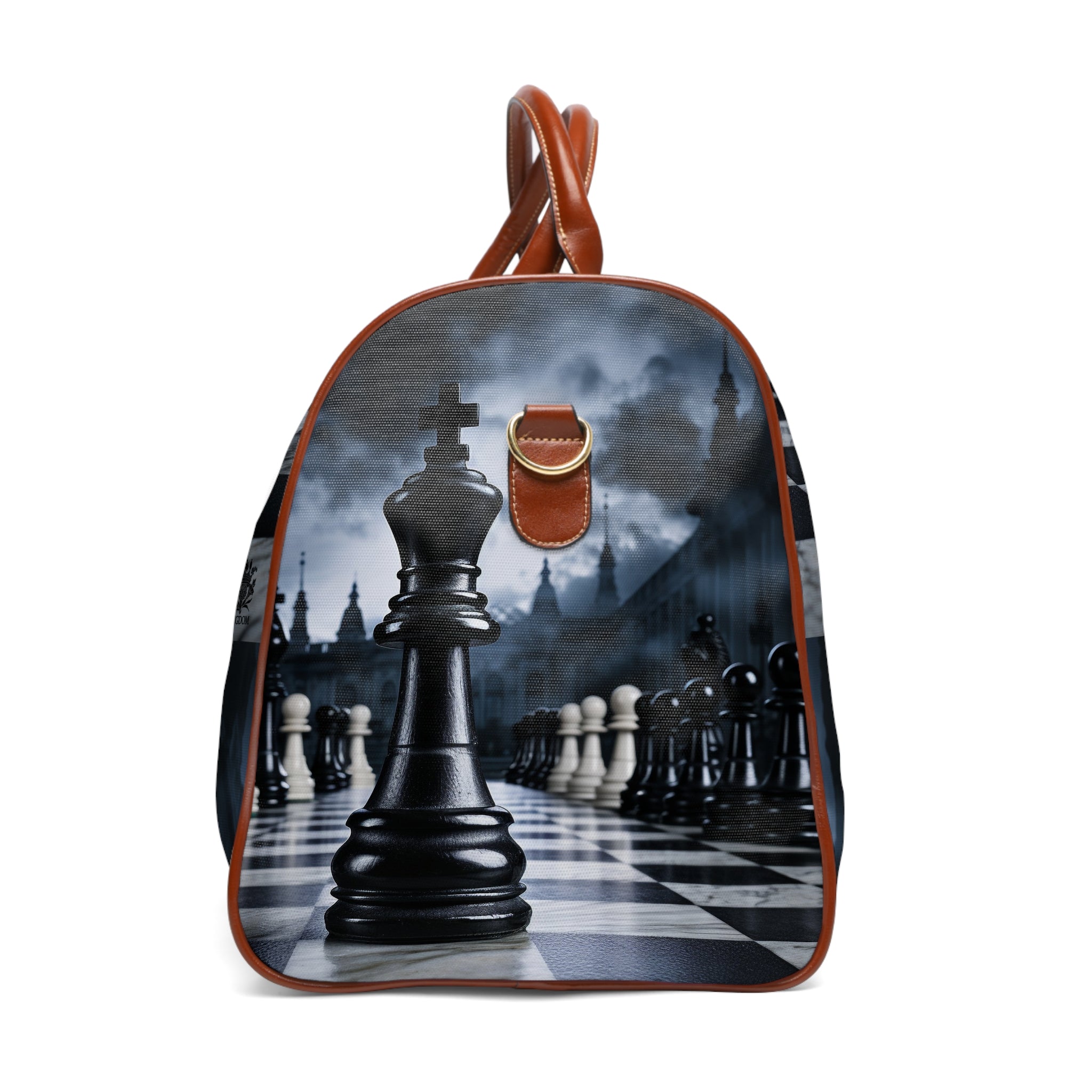 &quot;CHECKMATE&quot;: bolso de viaje impermeable de cuero vegano con logotipo de Kngdom 