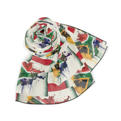 MOTHERLAND- &quot;Mandela&quot; Chiffon/Poly Scarf W/Red Backing &amp; Blk Kngdom Logo