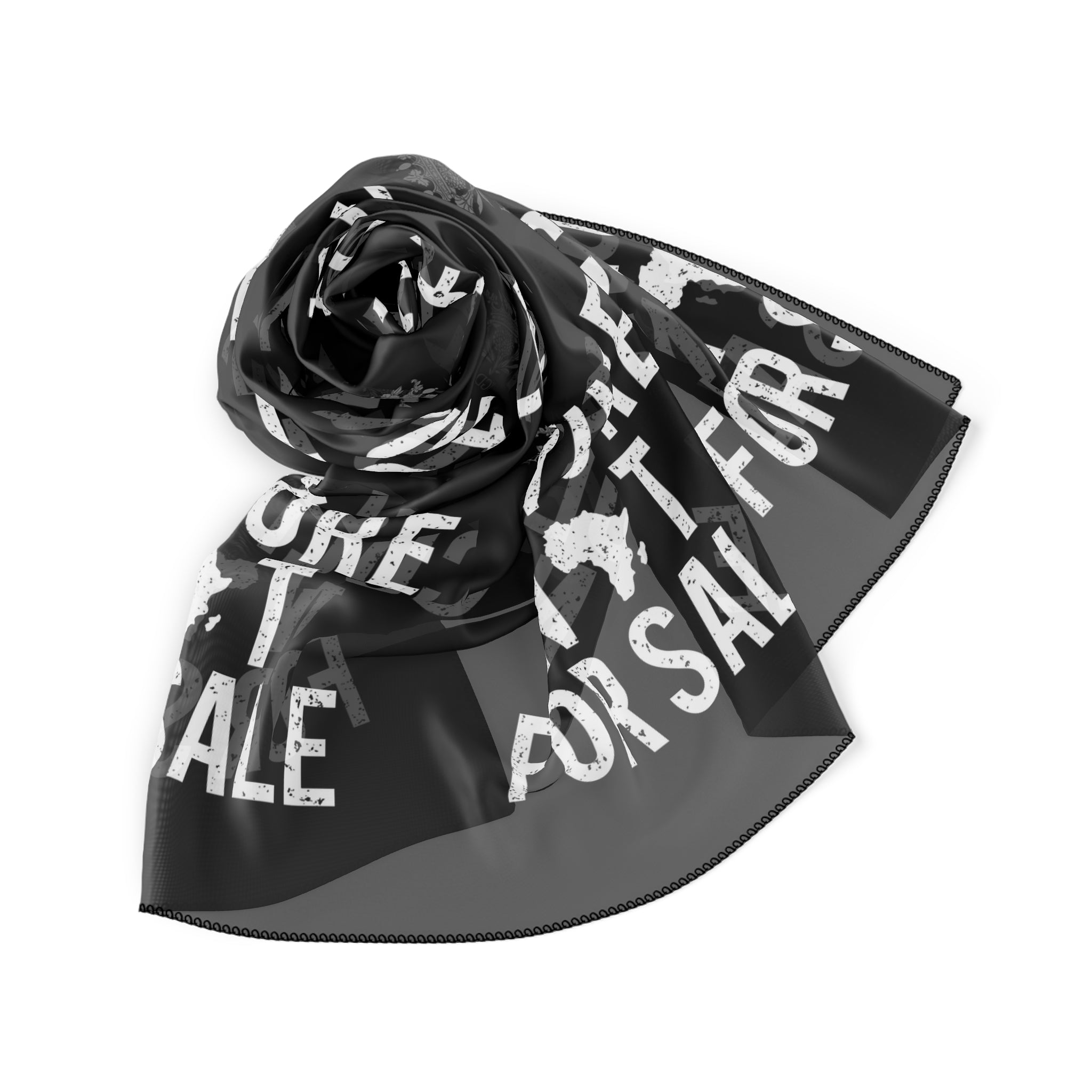 Kngdom &quot;DRIP&quot; (Culture Not For Sale)- Poly/Chiffon Scarf W/ Grey Kngdom Logo