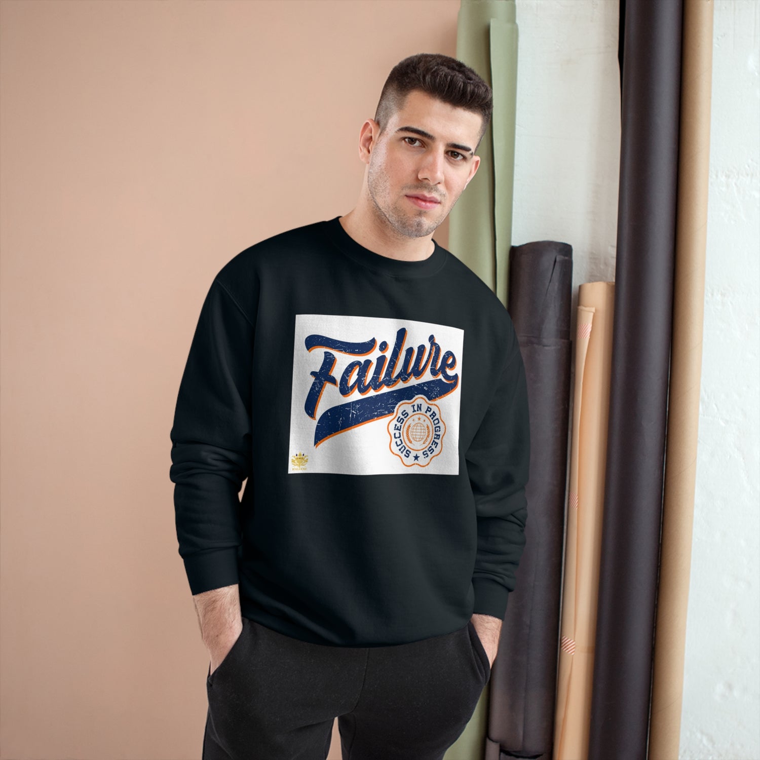 &quot;Failure-Success In Progress&quot;- Unisex Champion Sweatshirt W/ Kngdom Logo