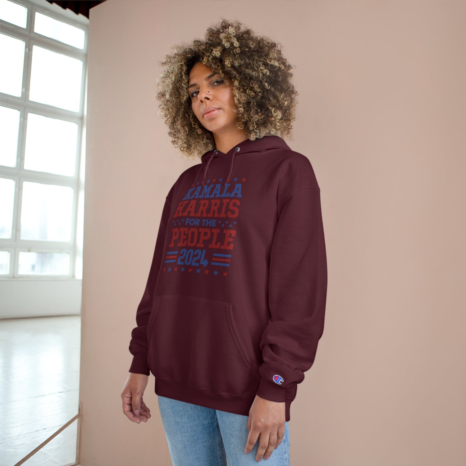 &quot;KAMALA HARRIS FOR THE PEOPLE 2024&quot;(QUOTE)- Unisex Champion Hoodie W/ Kngdom Logo