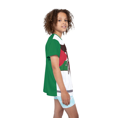 &quot;HABIBI/HABIBTI Of PALESTINE&quot;- Kids Sports Jersey W/ Blk Kngdom Logo