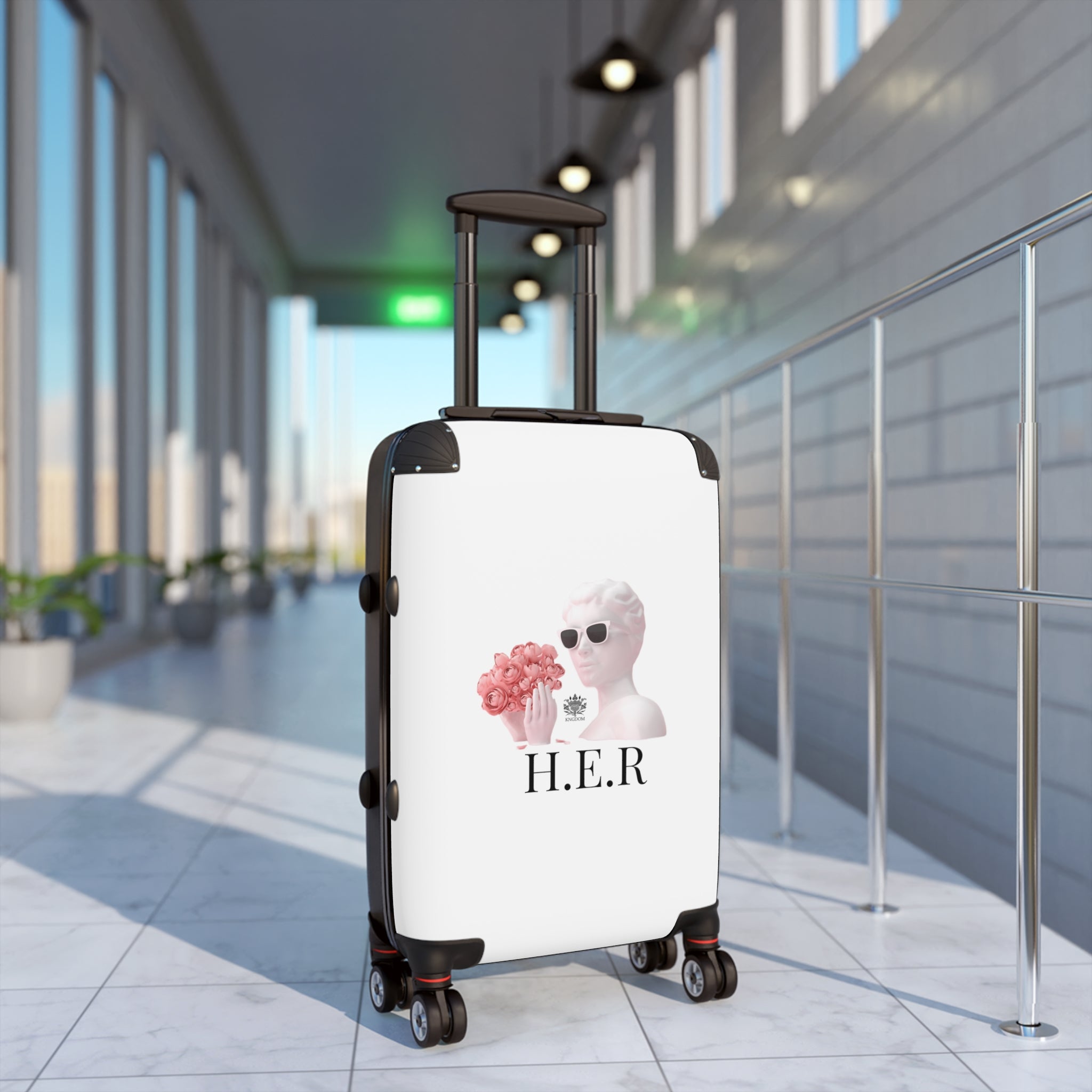 &quot;H.E.R&quot; (Heroism/Eagerness/Relevant)- Small/Med/Large Suitcases W/ Blk Knogdom Logo