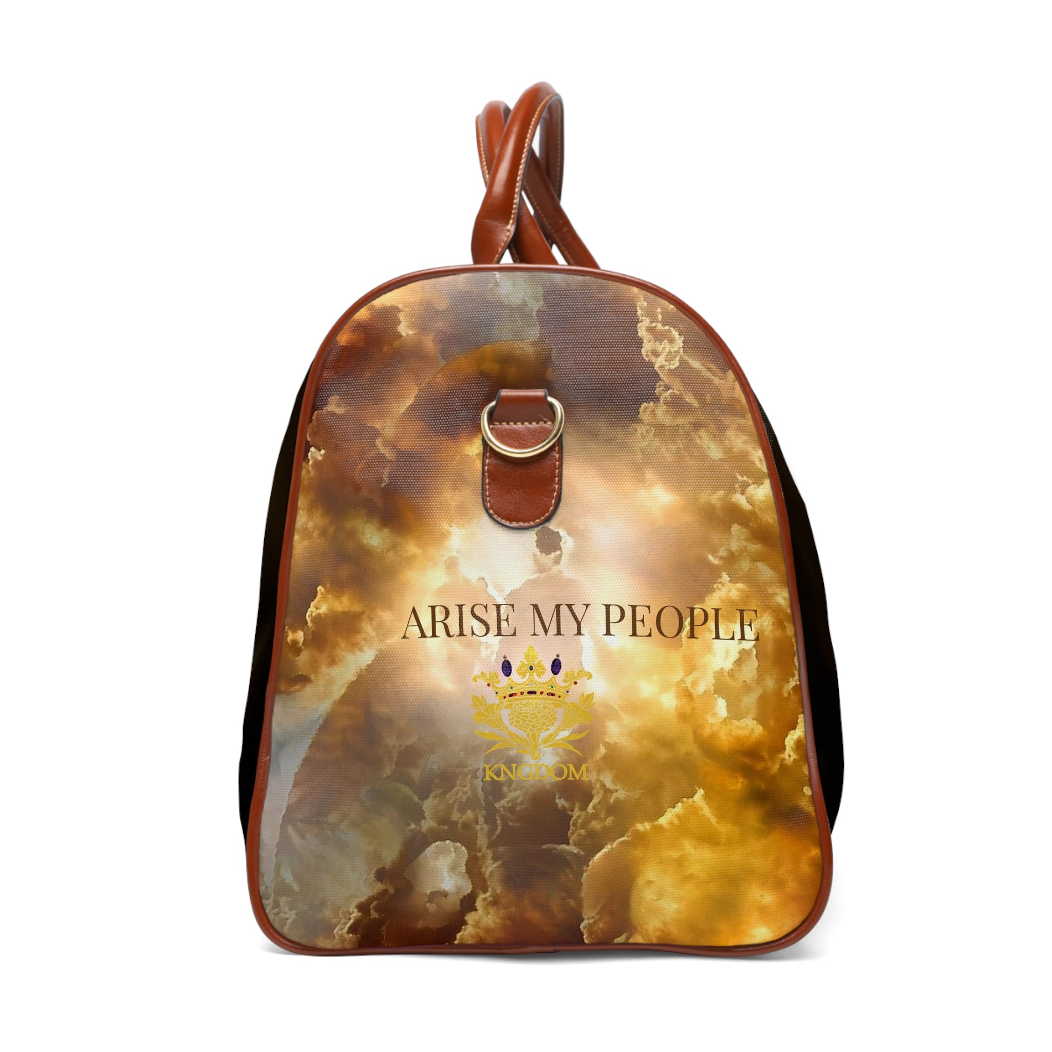 EZEKIEL 37 &quot;Arise My People&quot;- Vegan Leather Self-Expression Waterproof Travel Bag W/ Golden Skull Design Image-Double Side Kngdom Logo