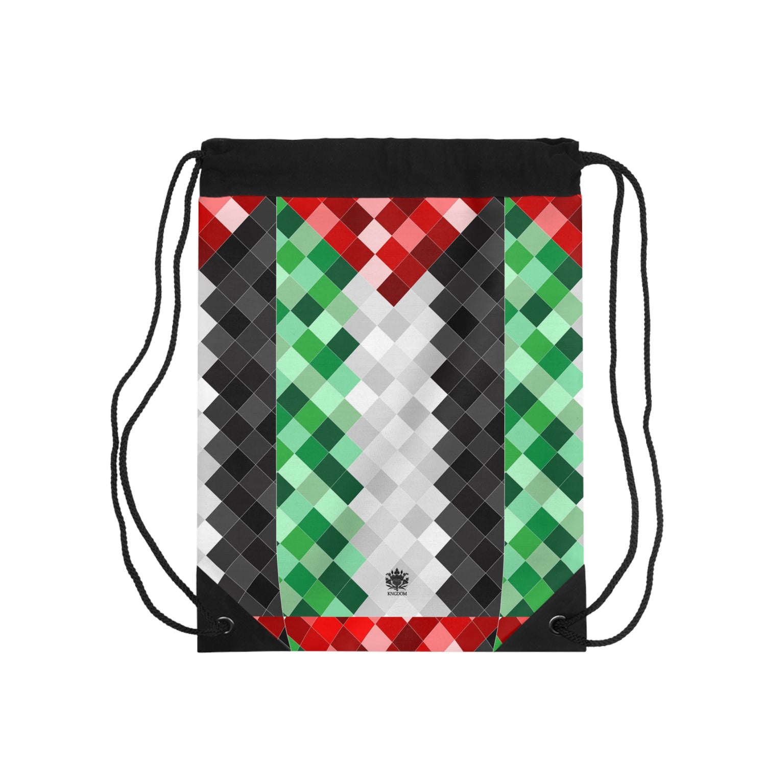 Keffiyeh World &quot;PALESTINA&quot;- Drawstring Bag W/ Blk Kngdom Logo