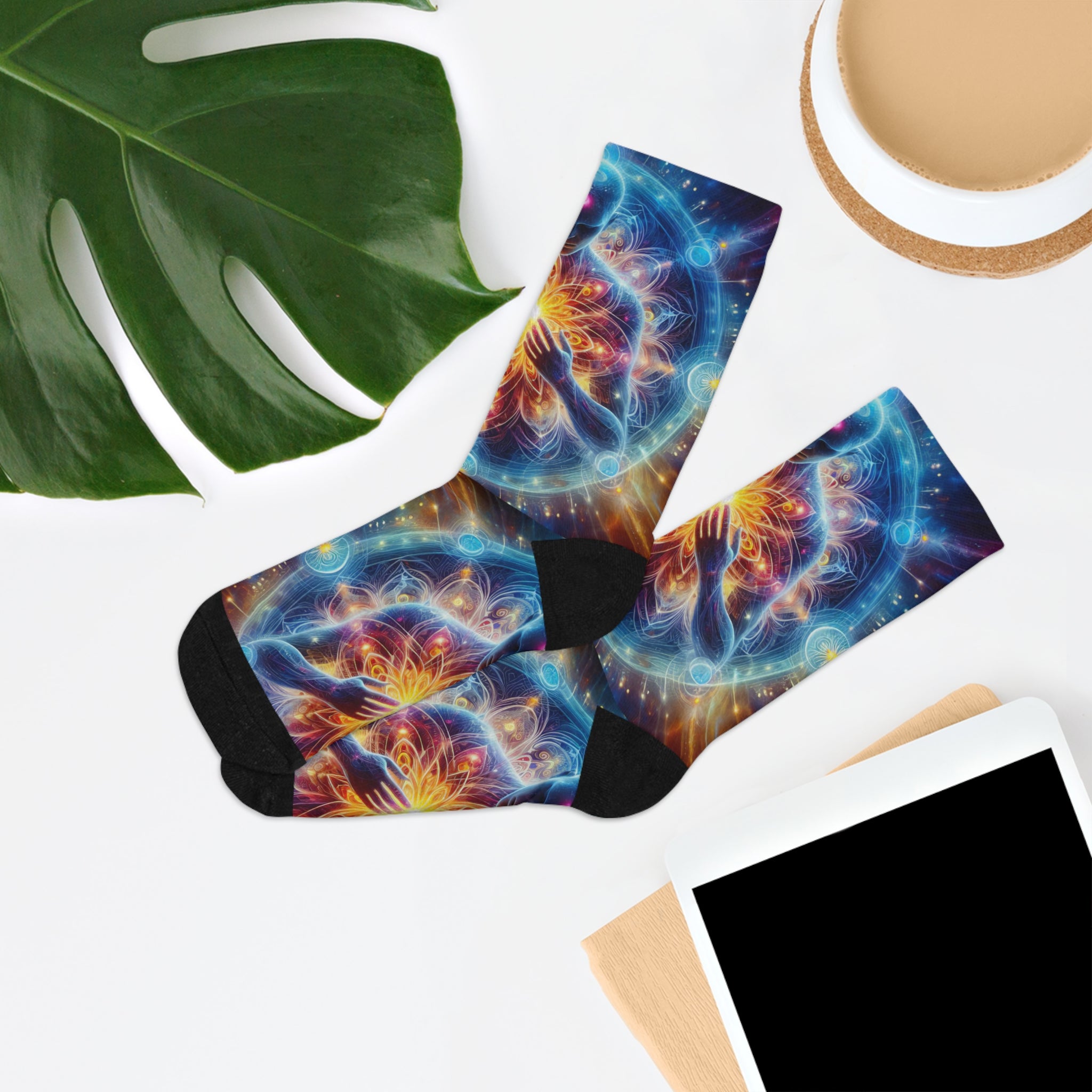 &quot;DIVINE ENERGY&quot;- Unisex Recycled Poly Meditation Socks W/ Blk Kngdom Logo