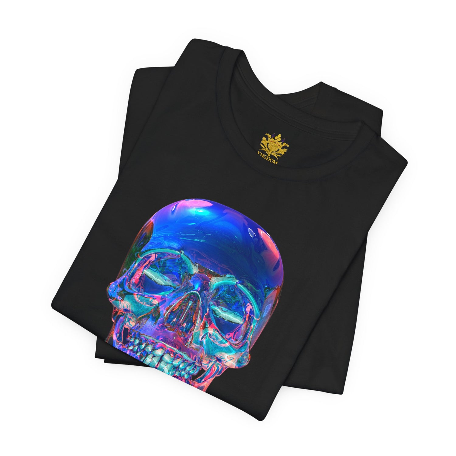 EZEKIEL 37 &quot;Arise My People&quot; Crystal Head Skull Face Design Image- Unisex Jersey Sleeve Tee (Front Side Crystal Head Skull Face Design Image W/ &quot;Arise My People&quot; Light Pink Letter Print- Back Side Kngdom Logo)