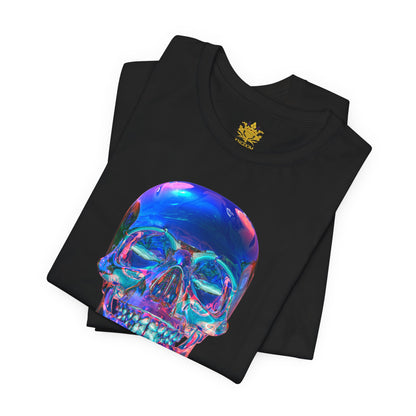 EZEKIEL 37 &quot;Arise My People&quot; Crystal Head Skull Face Design Image- Unisex Jersey Sleeve Tee (Front Side Crystal Head Skull Face Design Image W/ &quot;Arise My People&quot; Light Pink Letter Print- Back Side Kngdom Logo)