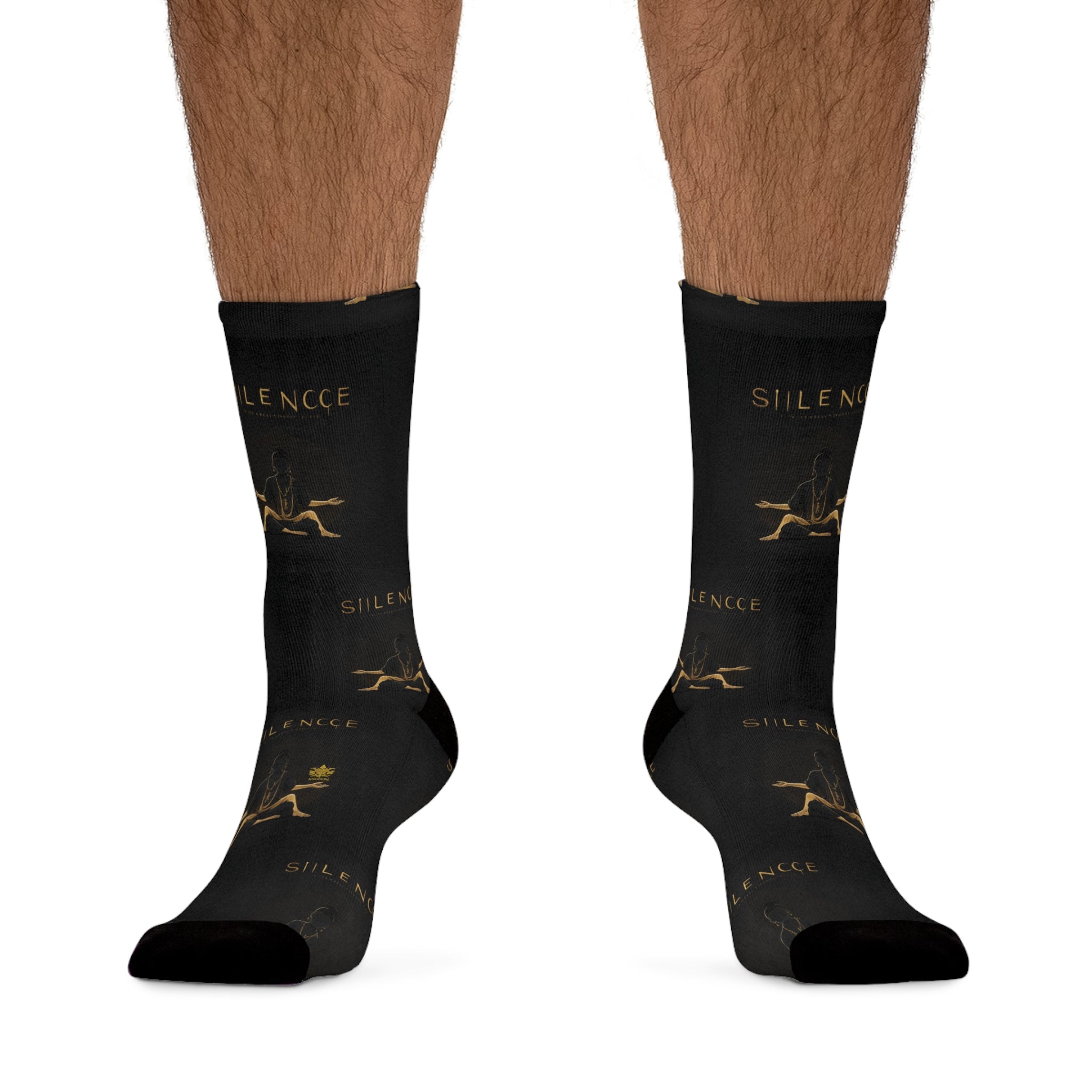 &quot;SILENCE IS A SOURCE OF GREAT STRENGTH&quot;- Unisex Recycled Poly Meditation Socks W/ Kngdom Logo