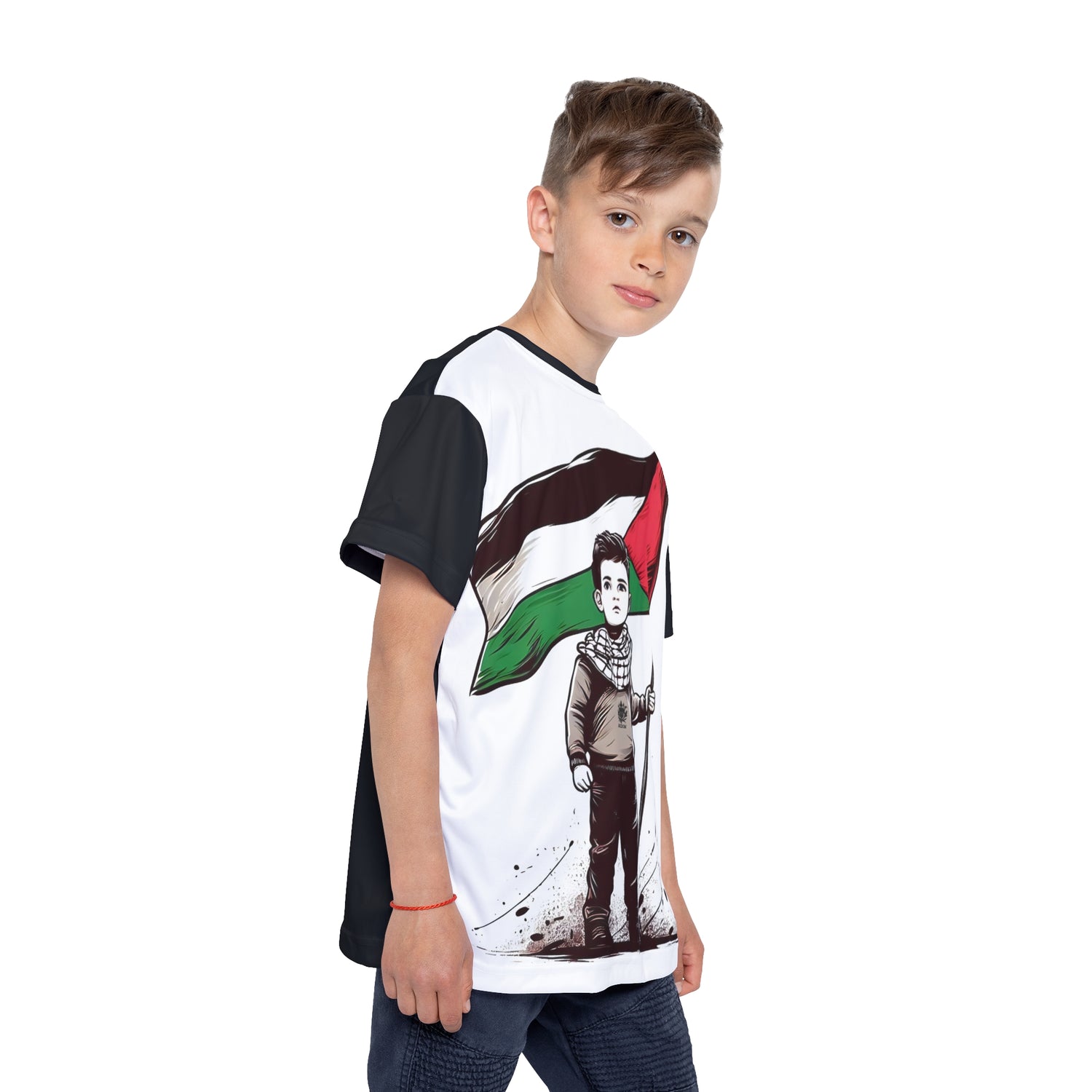 &quot;HABIBI/HABIBTI Of PALESTINE&quot;- Kids Sports Jersey W/ Blk Kngdom Logo