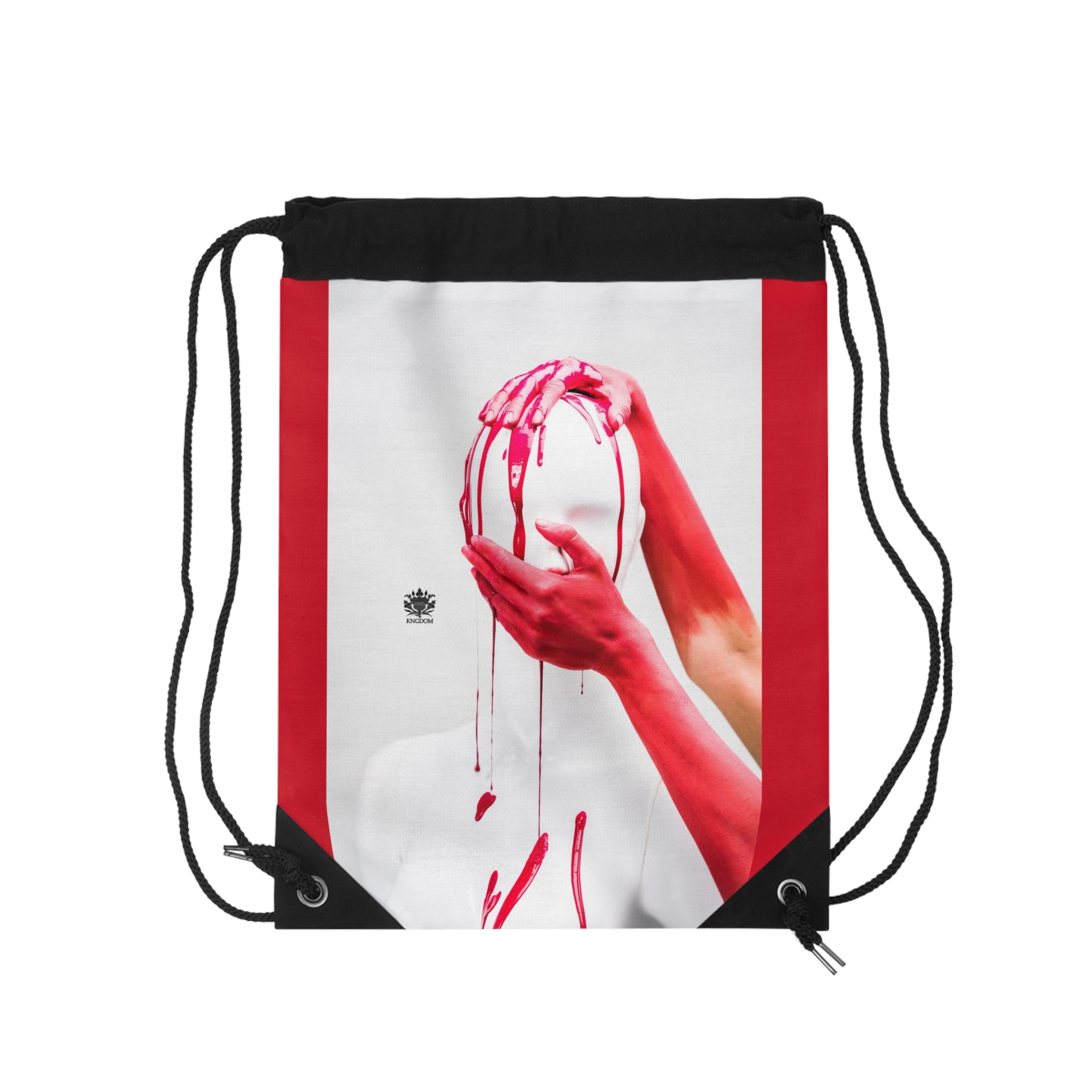 WE ARE AMERICA &quot;Freedom Of Speech&quot;- (THE BLOOD OF THE MARTYRS- Hand On Head &amp; Mouth) Drawstring Bag W/ Blk Kngdom Logo