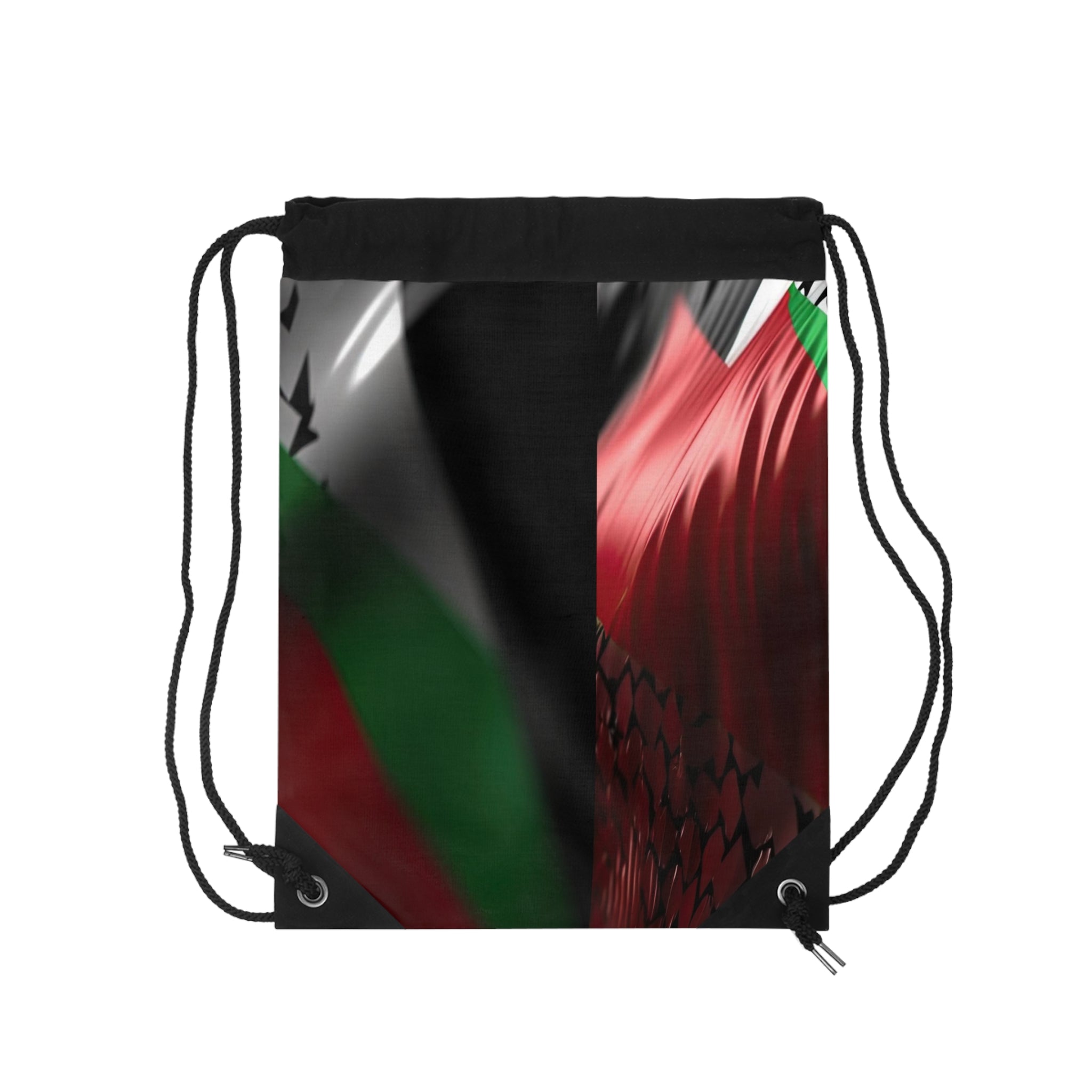 Keffiyeh World &quot;Palestine Flag&quot;- Drawstring Bag W/ Blk Kngdom Logo