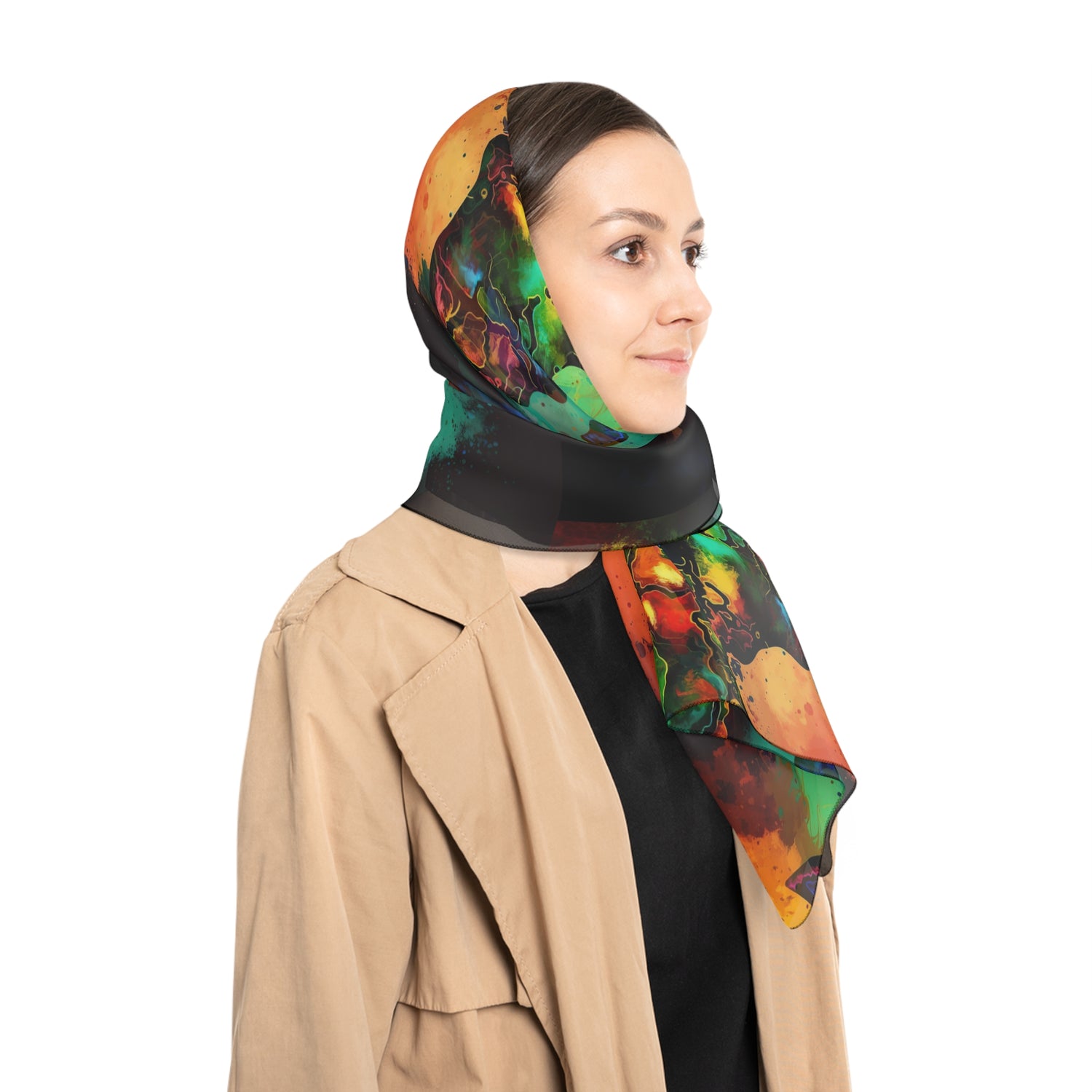 MOTHERLAND- &quot;Richness&quot; Chiffon/Poly Scarf W/ Blk Kngdom Logo