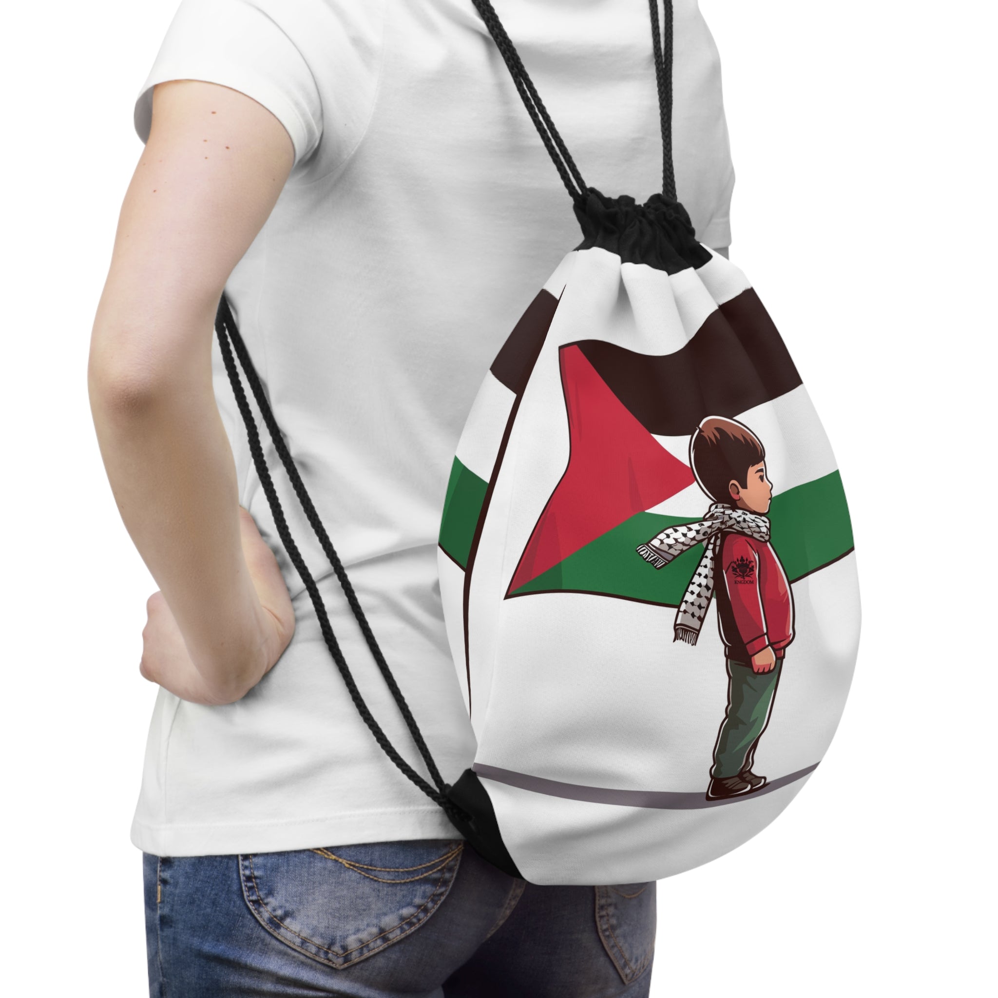 &quot;HABIBI/HABIBTI Of PALESTINE&quot;- Drawstring Bag W/ Blk Kngdom Logo