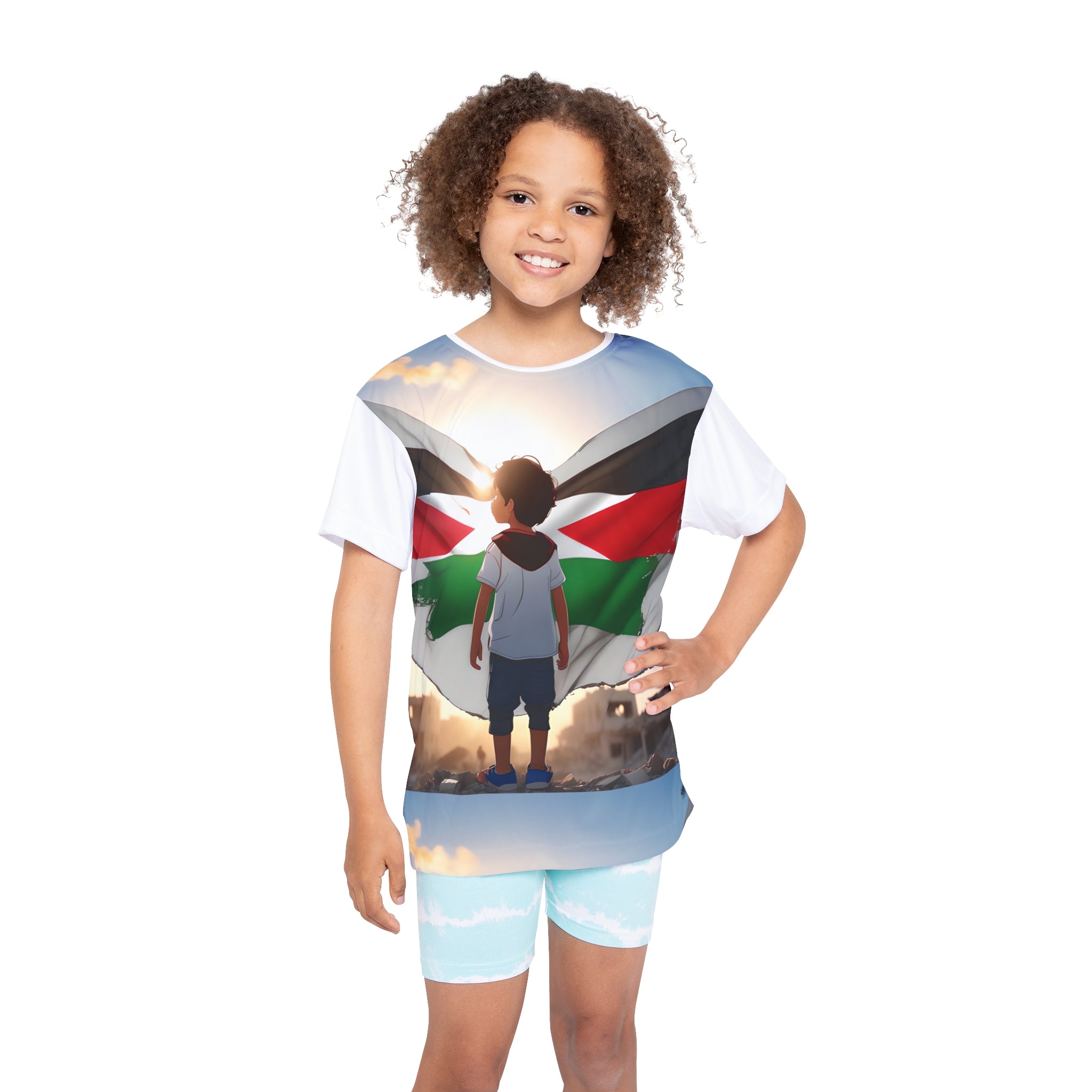 &quot;HABIBI/HABIBTI Of PALESTINE&quot;- Kids Sports Jersey W/ Blk Kngdom Logo