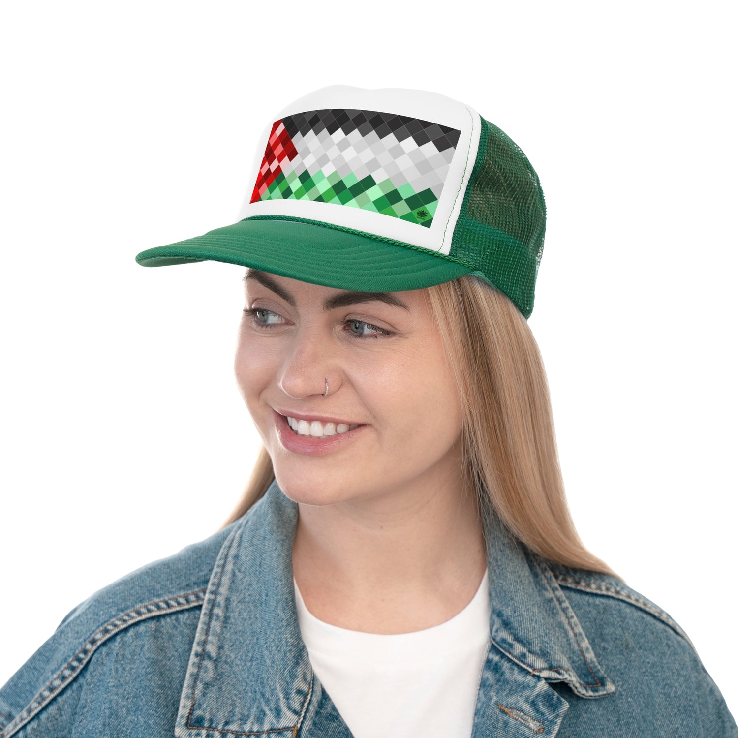 Keffiyeh World &quot;PALESTINA&quot;- Unisex Trucker Caps W/ Blk Kngdom Logo