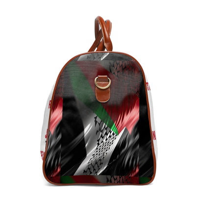 Keffiyeh World &quot;JOIN THE REVOLUTION&quot;- Vegan Leather Self-Expression Waterproof Travel Bag W/ Blk Kngdom Lgo