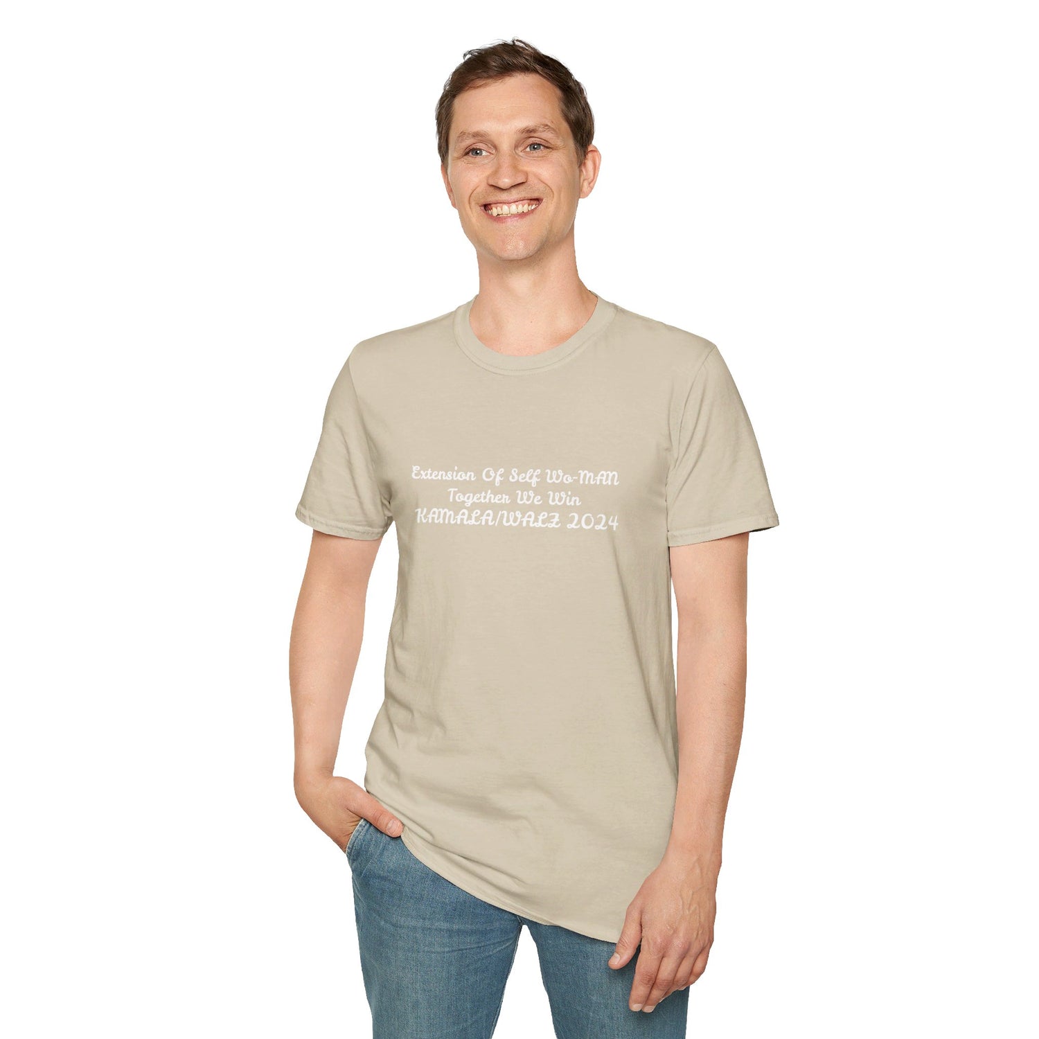 &quot;Extension Of Self Wo-MAN- Together We Win&quot; KAMALA/WALZ 2024(Quote)- Unisex Softstyle T-Shirt W/ Kngdom Logo