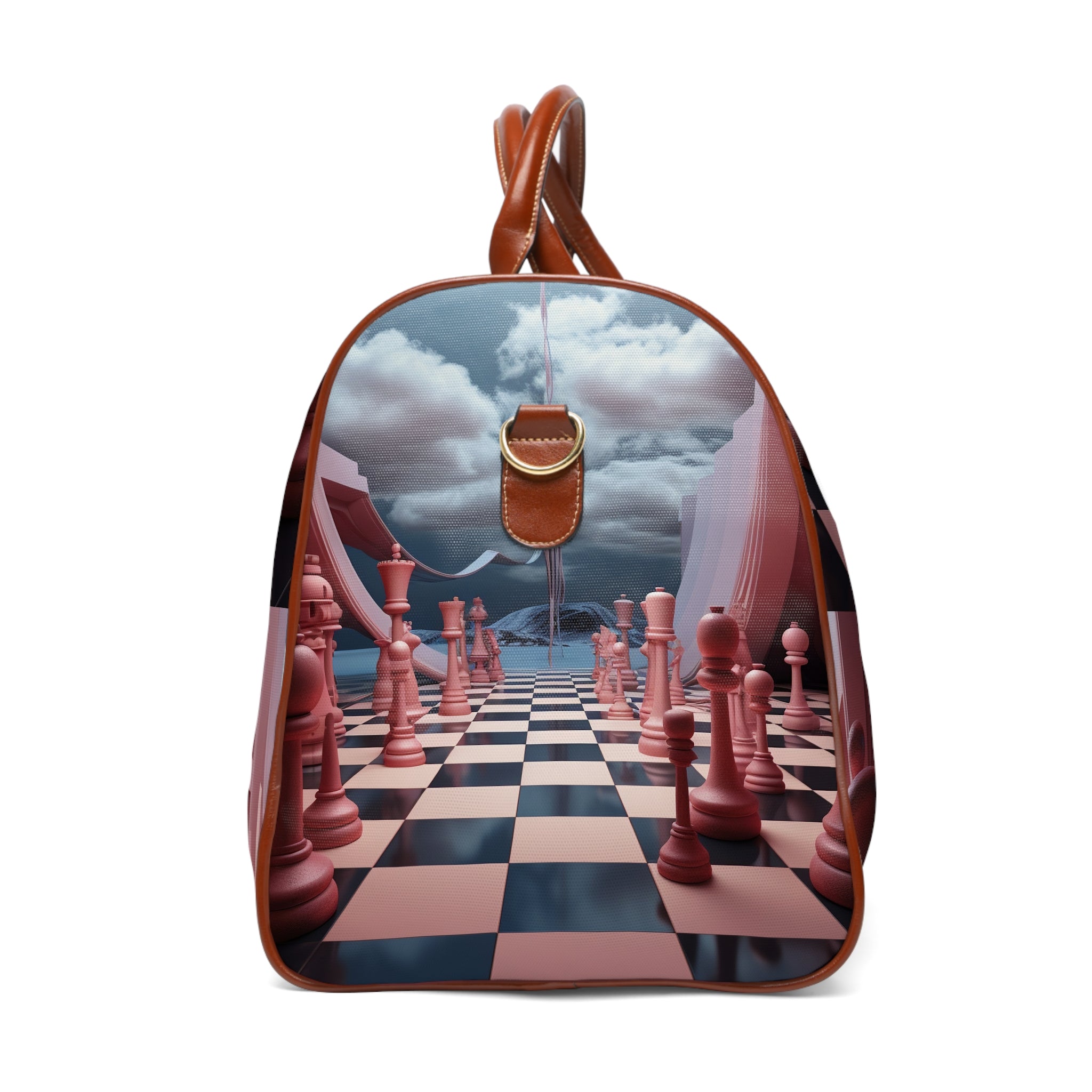 &quot;CHECKMATE&quot;: bolso de viaje impermeable de piel vegana con logotipo de Kingdom en negro 