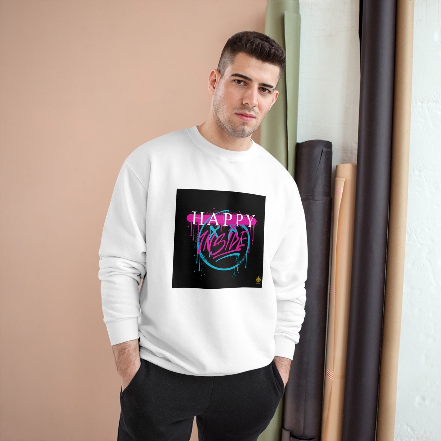 Kngdom &quot;DRIP&quot; (HAPPY INSIDE) -Unisex Champion Sweatshirt W/ Kngdom Logo