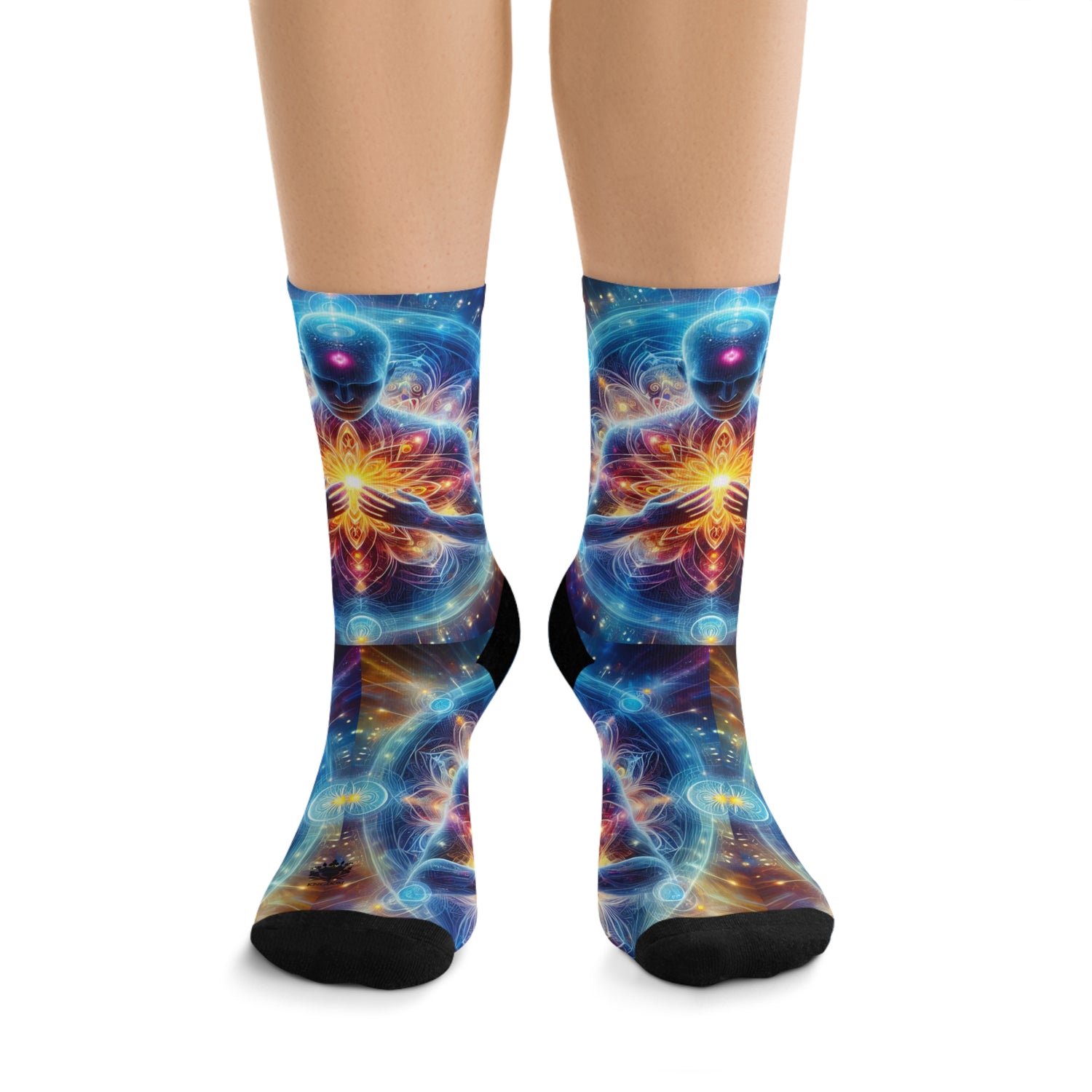 &quot;DIVINE ENERGY&quot;- Unisex Recycled Poly Meditation Socks W/ Blk Kngdom Logo