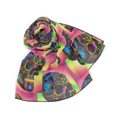 Being The Change (&quot;Siendo el Cambio&quot;)- &quot; Dazzling Calavera&quot; Chiffon/Poly Scarf W/ Blk Kngdom Logo