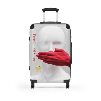 WE ARE AMERICA-&quot;Freedom Of Speech&quot; (THE BLOOD OF THE MARTYRS)-(Medium) Suitcase- (&quot;Hand Over Mouth&quot; Design Image W/Kngdom Logo)