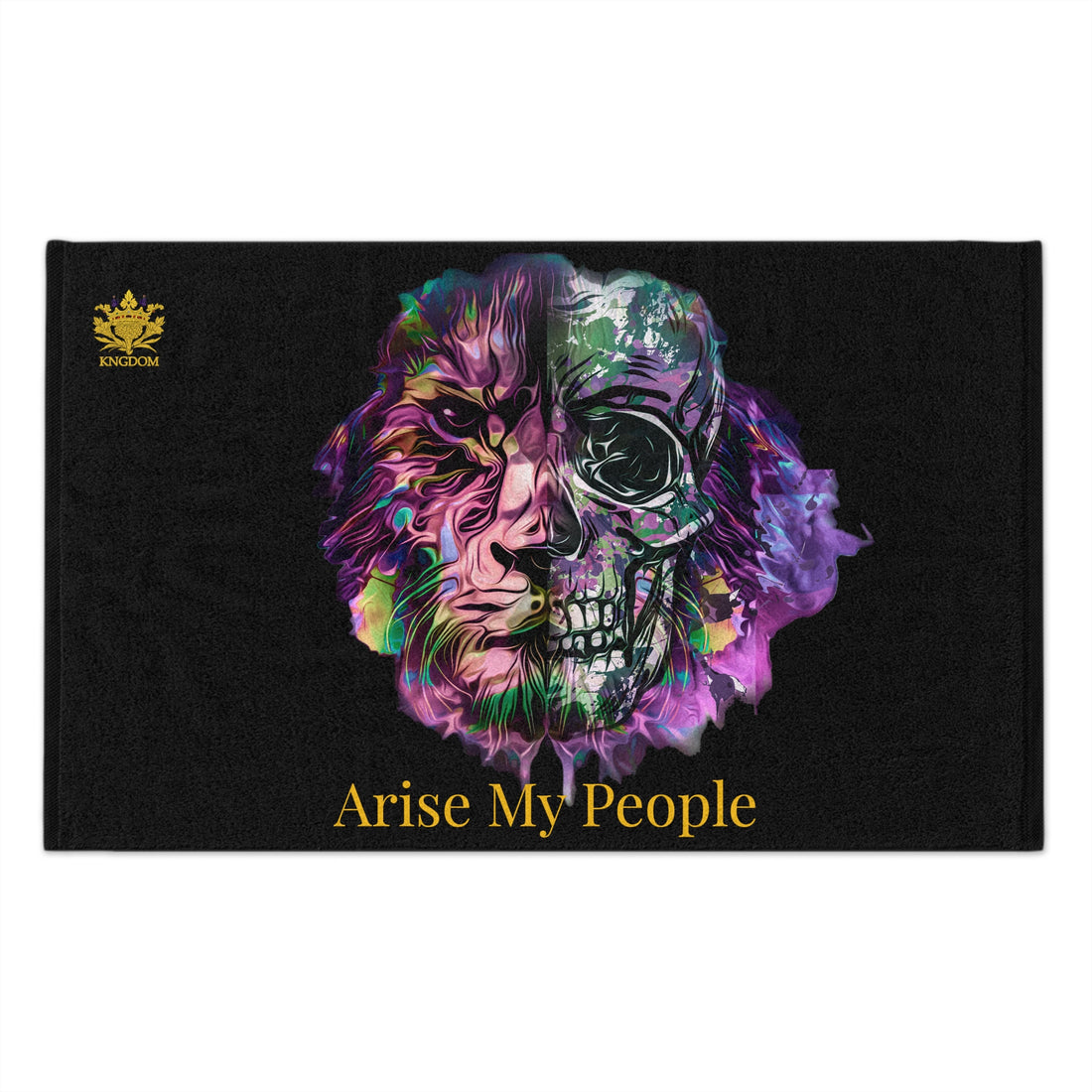 EZEKIEL 37 &quot;Arise My People&quot; Lion/Skull Face Design Image- Rally Towel (&quot;Arise My People&quot; Yellow Letter Print-Kngdom Logo)