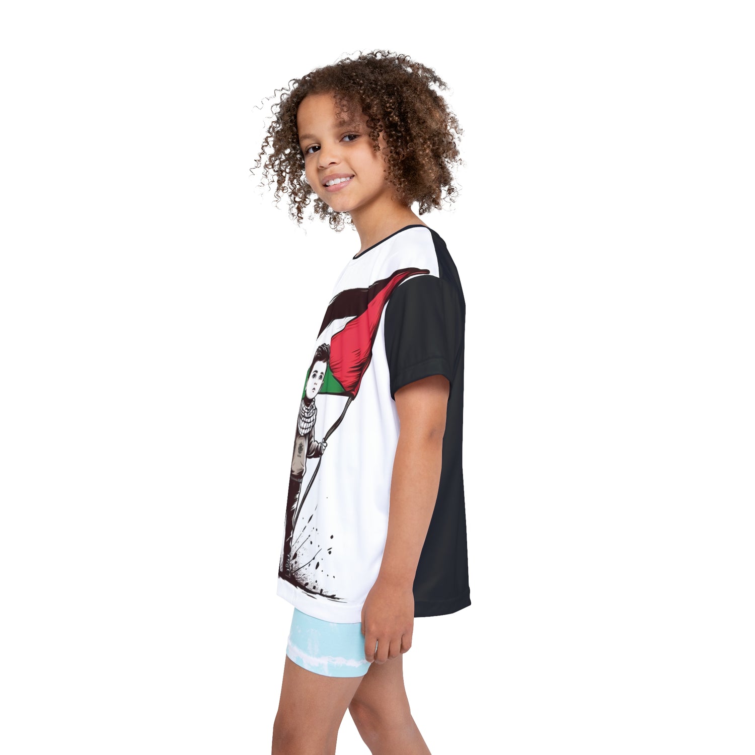 &quot;HABIBI/HABIBTI Of PALESTINE&quot;- Kids Sports Jersey W/ Blk Kngdom Logo