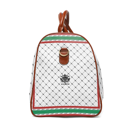 Keffiyeh World &quot;PALESTINE IS GUCCI&quot;- Vegan Leather Self-Expression Waterproof Travel Bag W/ Blk Kngdom Logo