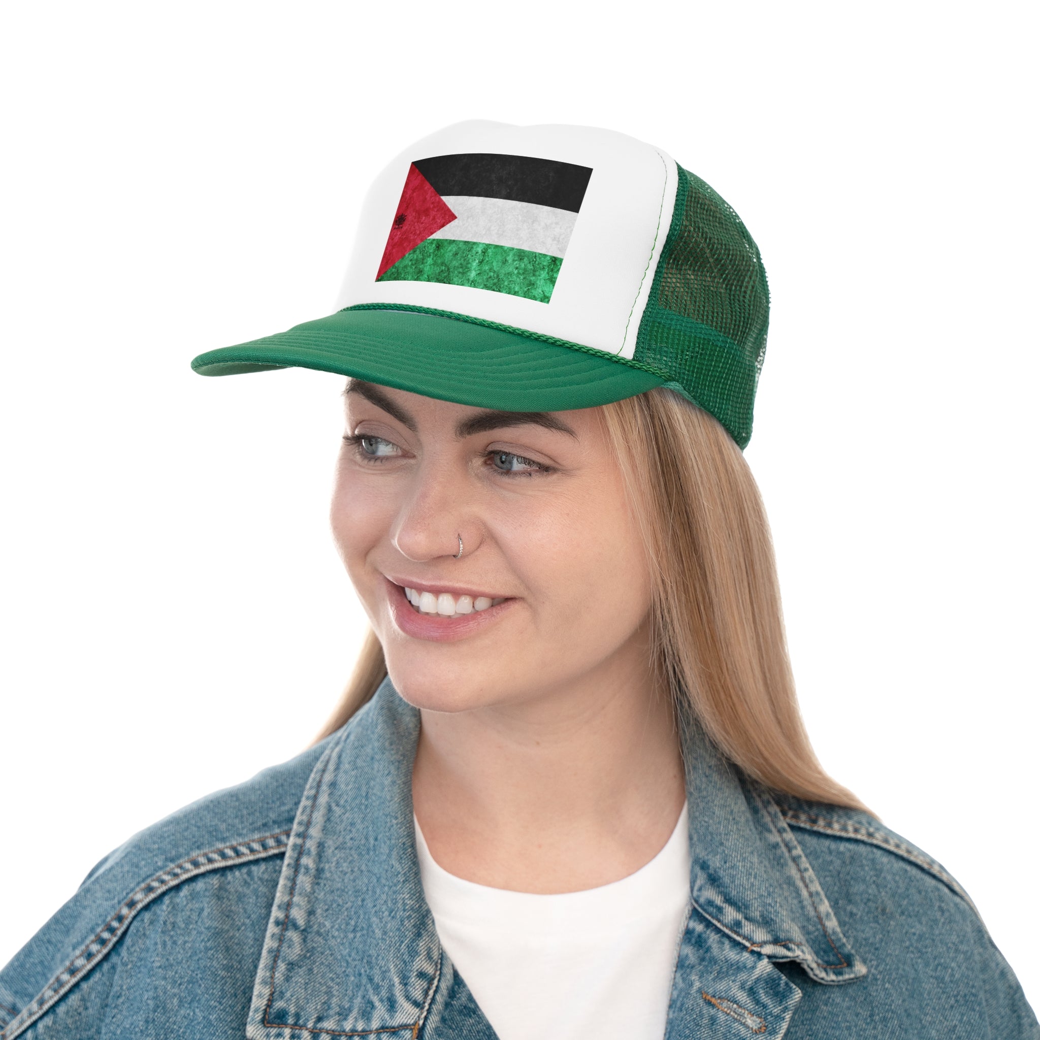 Palestine Lid- &quot;Head Held High&quot; Trucker Cap W/ Blk Kngdom Logo