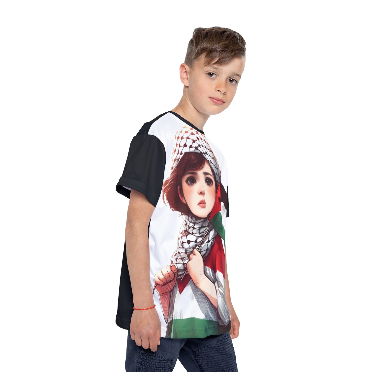 &quot;HABIBI/HABIBTI Of PALESTINE&quot;- Kids Sports Jersey W/ Blk Kngdom Logo