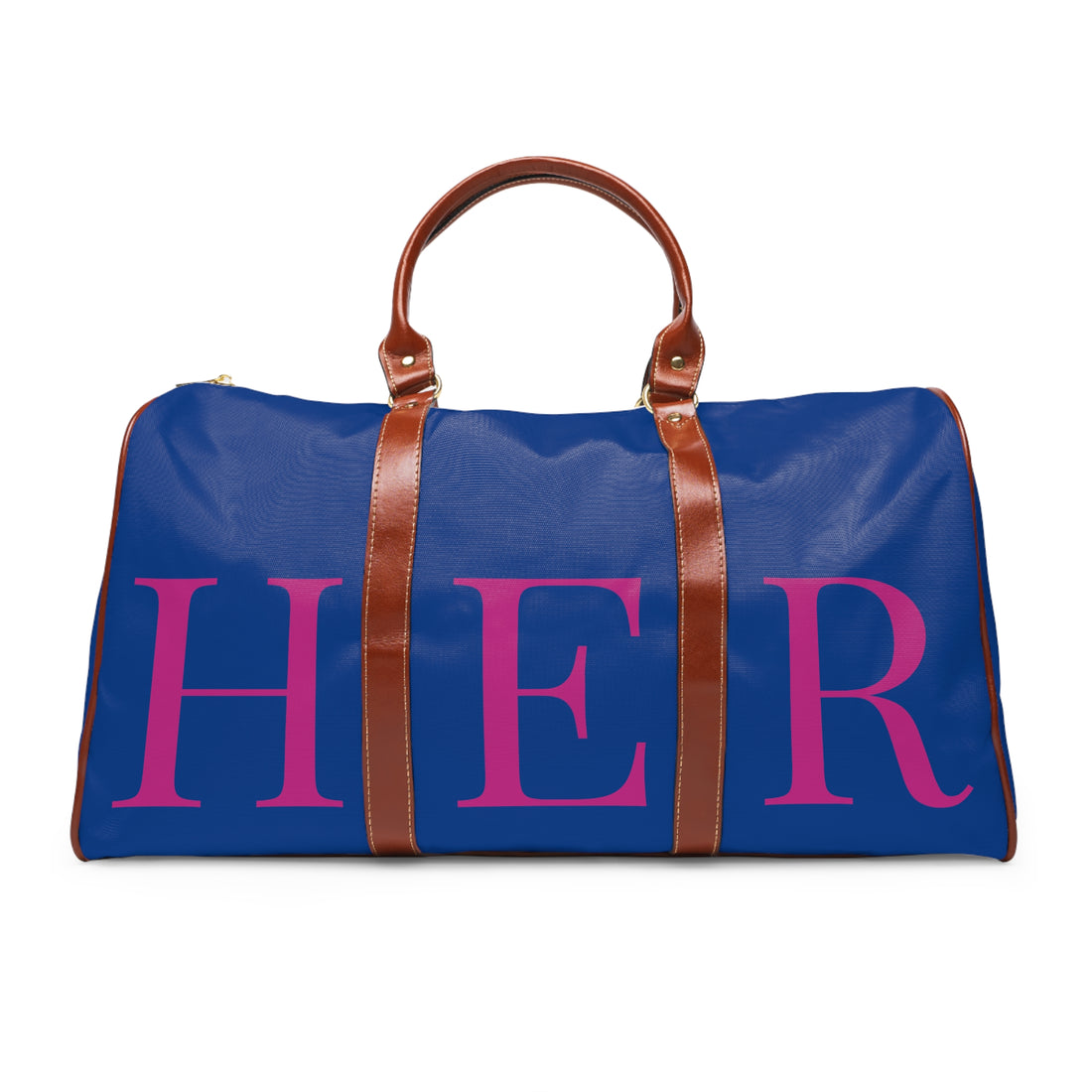 &quot;H.E.R&quot; (Heroism/Eagerness/Relevant) - Vegan Leather Self-Expression Waterproof Travel Bag (DoubleSide Kngdom Logo-Pink Letter &quot;H.E.R&quot;)