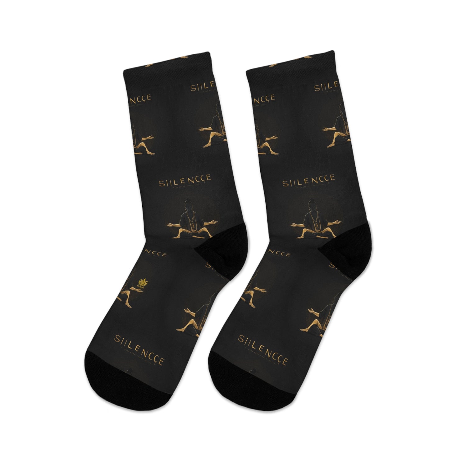 &quot;SILENCE IS A SOURCE OF GREAT STRENGTH&quot;- Unisex Recycled Poly Meditation Socks W/ Kngdom Logo