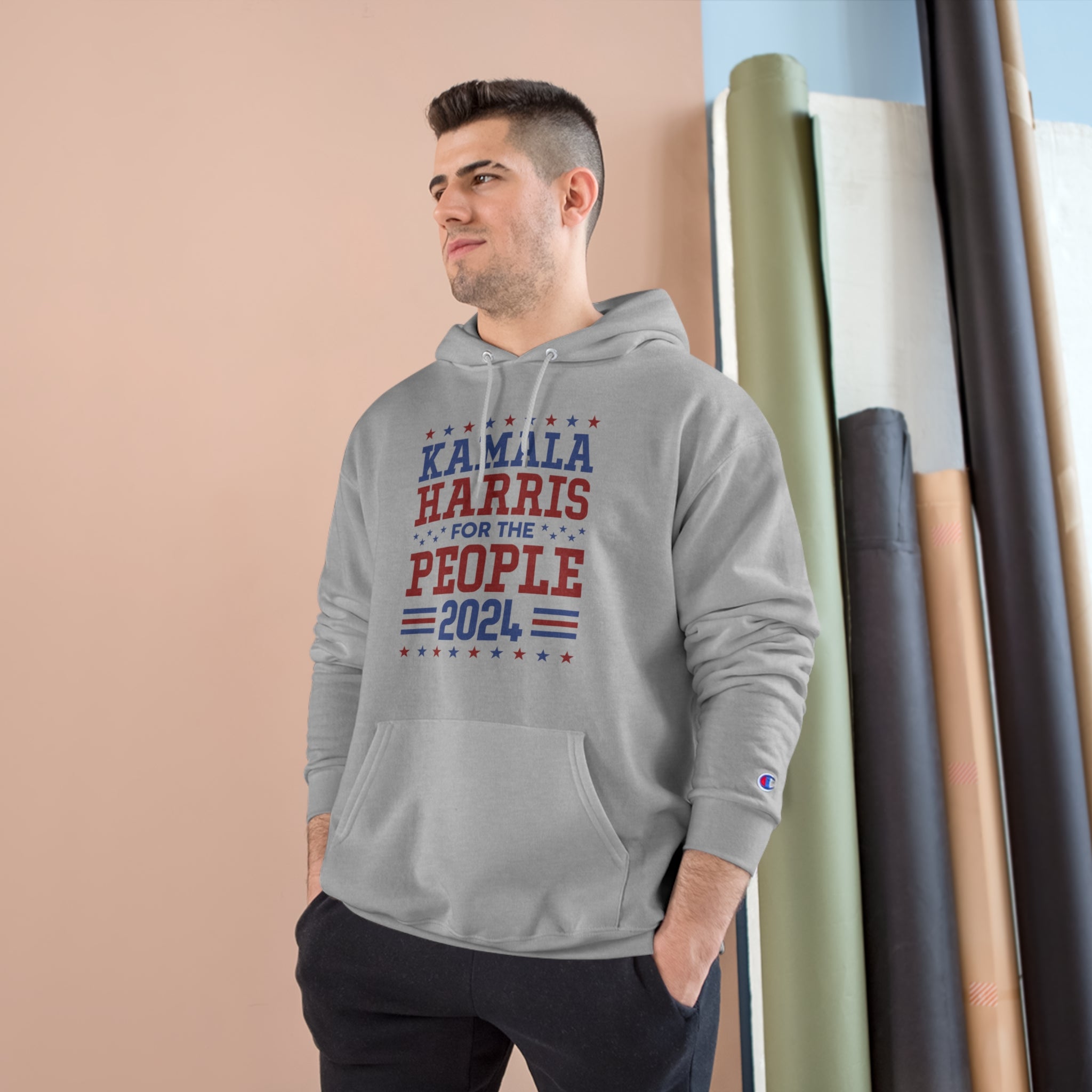 &quot;KAMALA HARRIS FOR THE PEOPLE 2024&quot;(QUOTE)- Unisex Champion Hoodie W/ Kngdom Logo