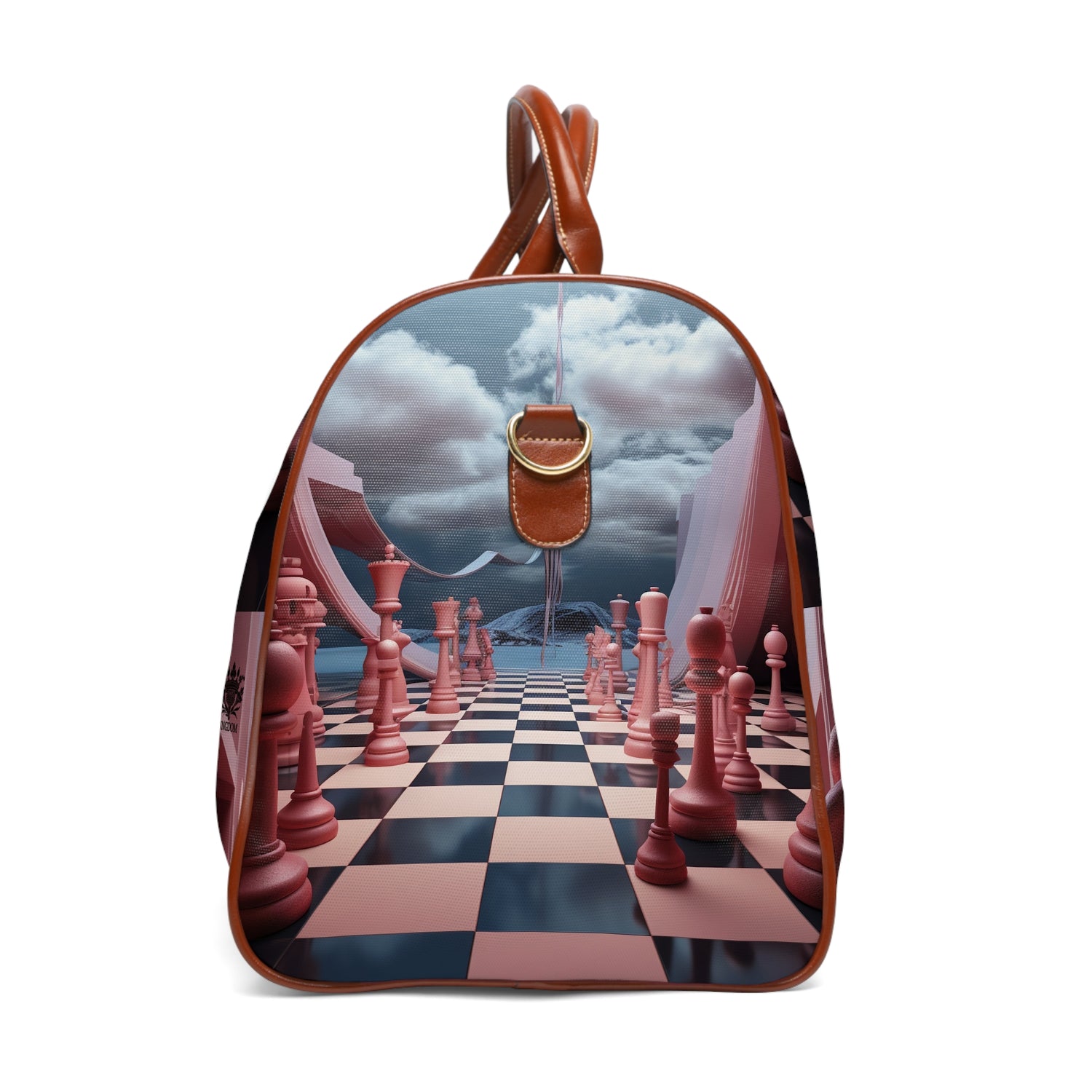 &quot;CHECKMATE&quot;: bolso de viaje impermeable de piel vegana con logotipo de Kingdom en negro 