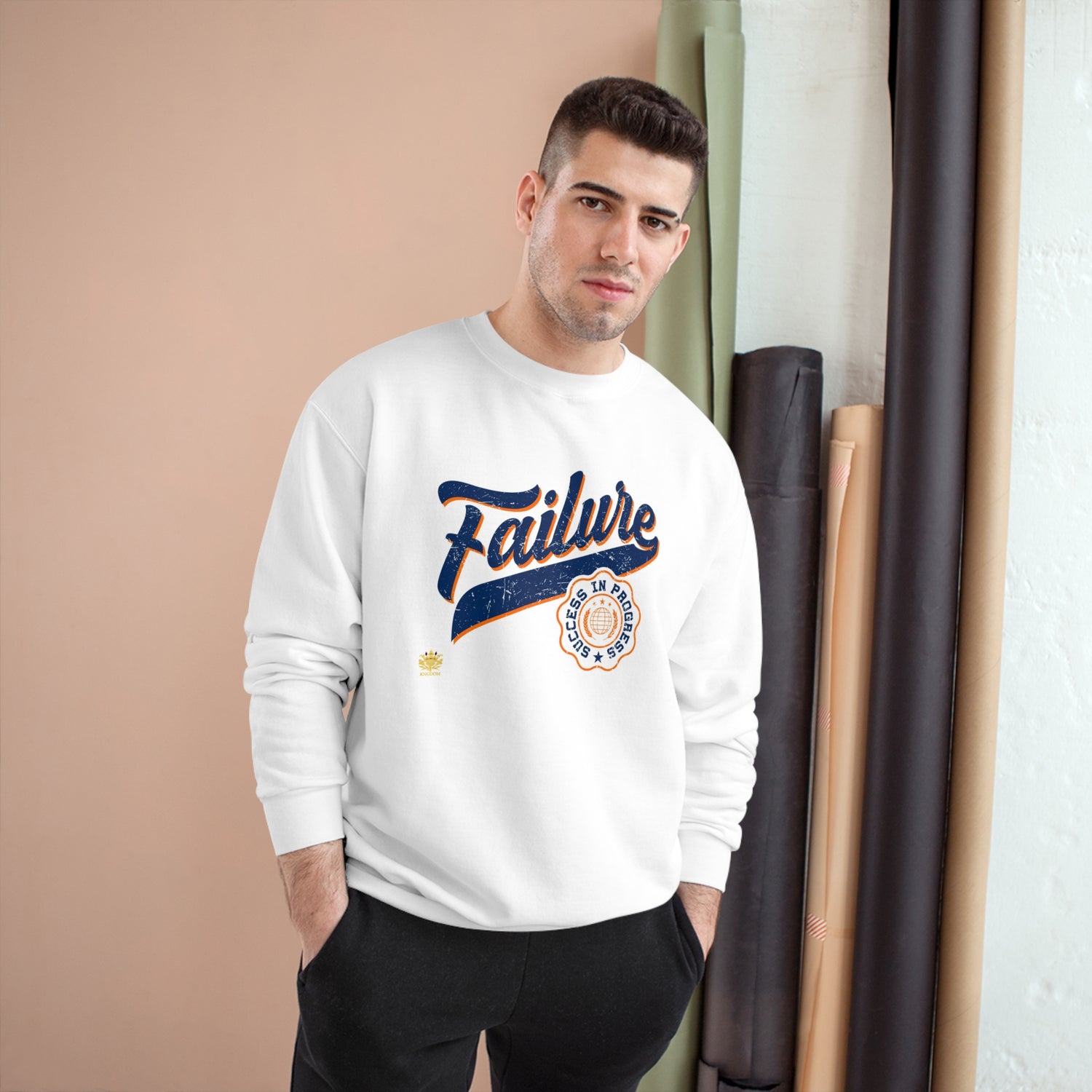 &quot;Failure-Success In Progress&quot;- Unisex Champion Sweatshirt W/ Kngdom Logo