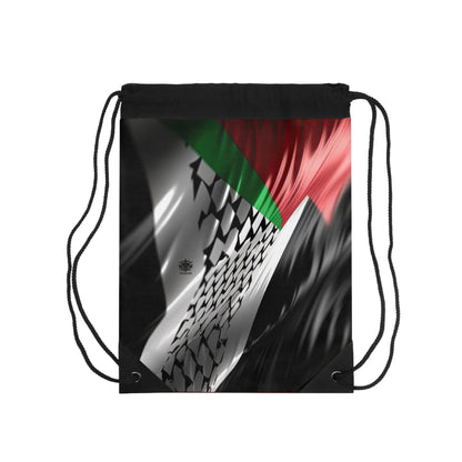 Keffiyeh World &quot;Palestine Flag&quot;- Drawstring Bag W/ Blk Kngdom Logo