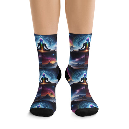 &quot;PERFECT ALIGNMENT&quot;- Unisex Recycled Poly Meditation Socks W/ Blk Kngdom Logo